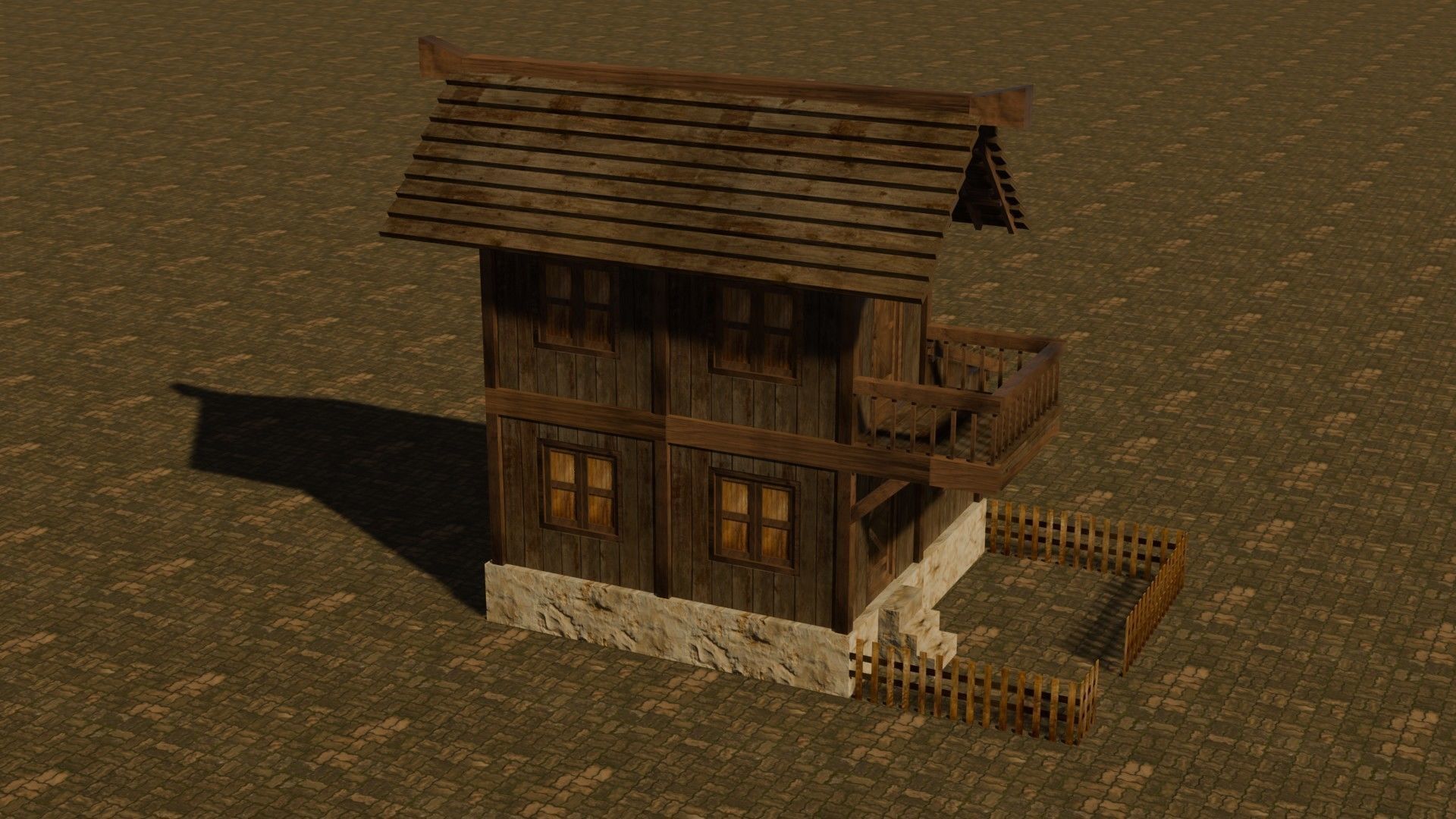 Medieval house nine 18 Low-poly 3D model_5