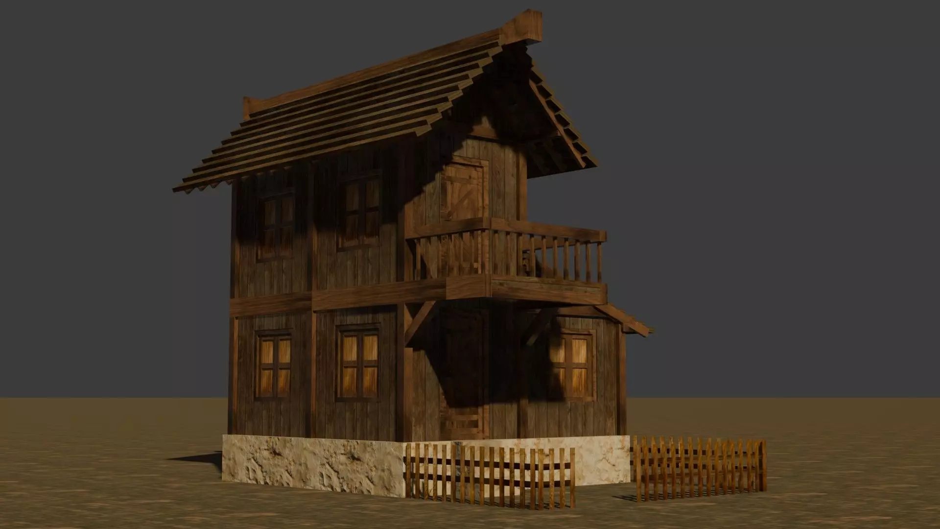 Medieval house nine 18 Low-poly 3D model_0