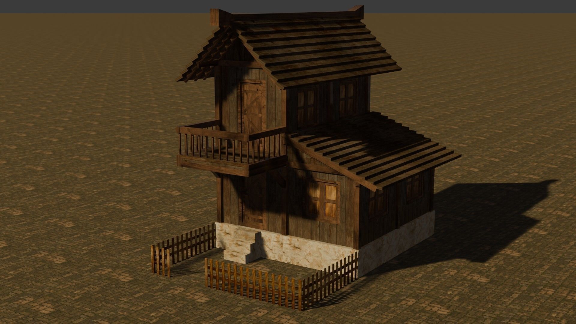 Medieval house nine 18 Low-poly 3D model_2