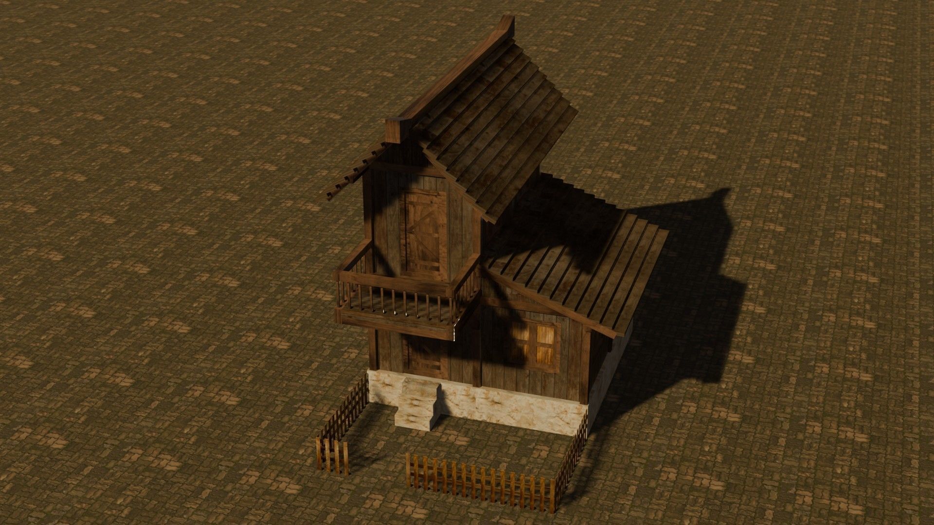 Medieval house nine 18 Low-poly 3D model_3