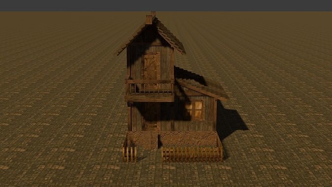 Medieval house nine 17 Low-poly 3D model 2