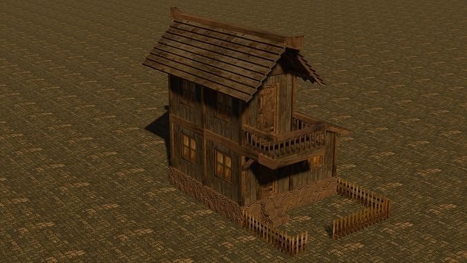 Medieval house nine 17 Low-poly 3D model 5