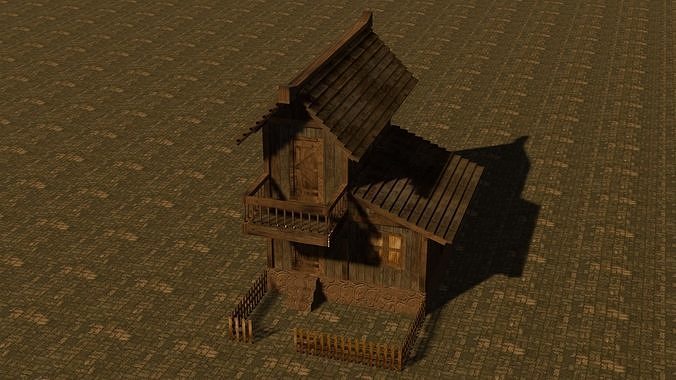 Medieval house nine 17 Low-poly 3D model 4