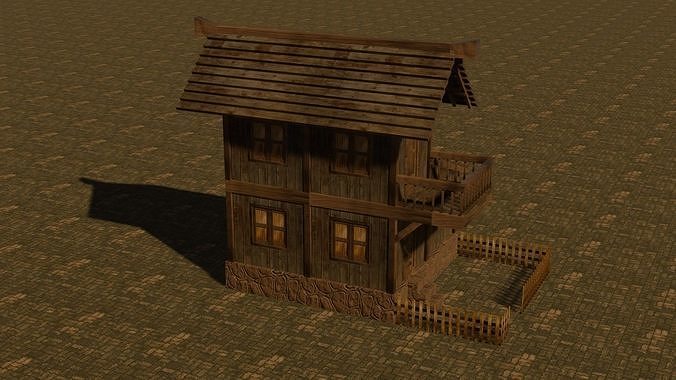 Medieval house nine 17 Low-poly 3D model 6