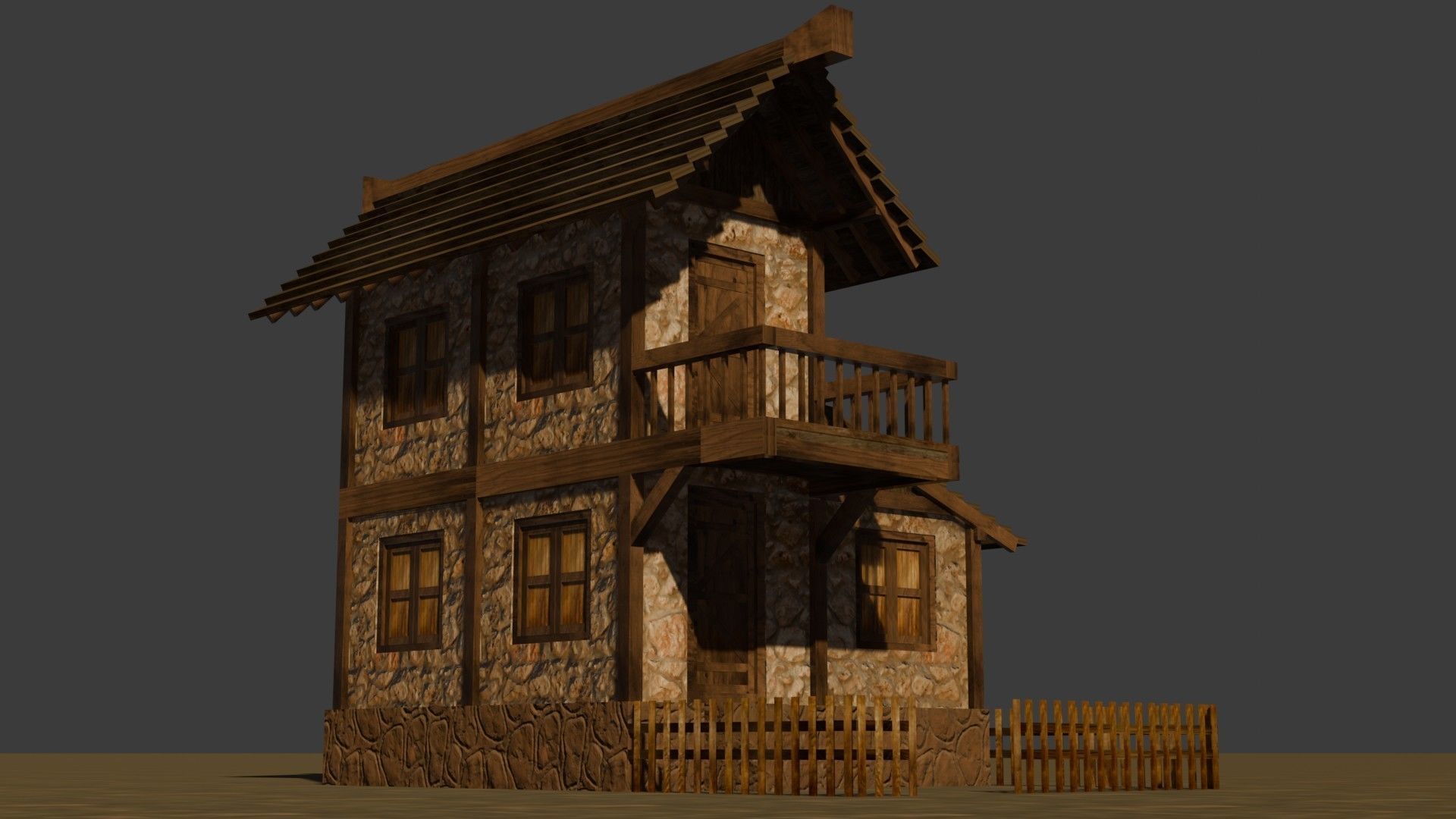 Medieval house nine 12 Low-poly 3D model_11