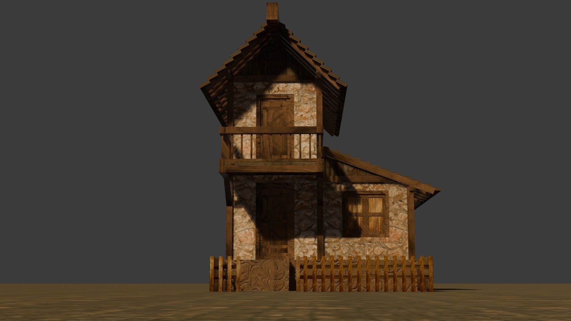 Medieval house nine 12 Low-poly 3D model_10