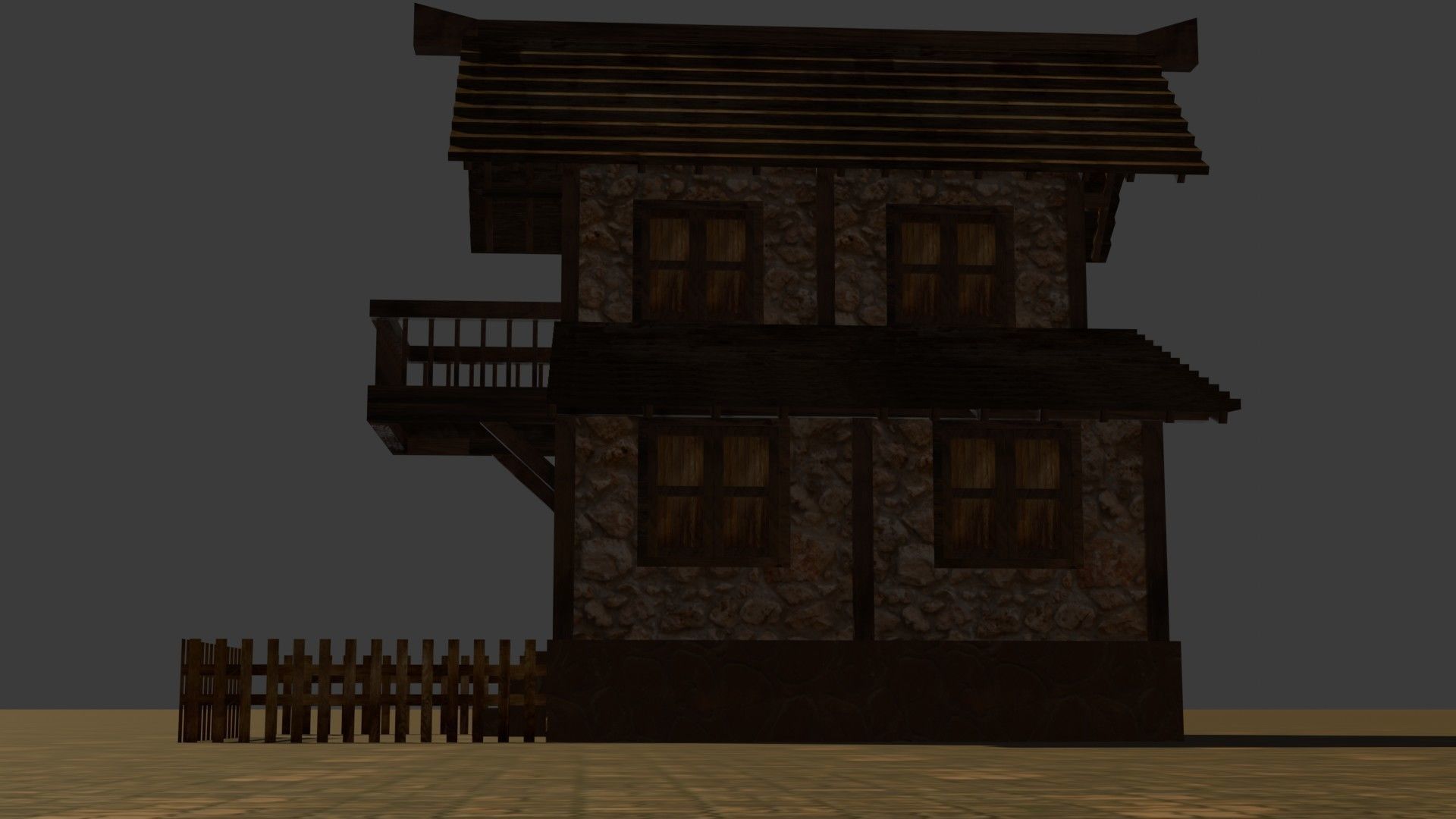 Medieval house nine 12 Low-poly 3D model_12