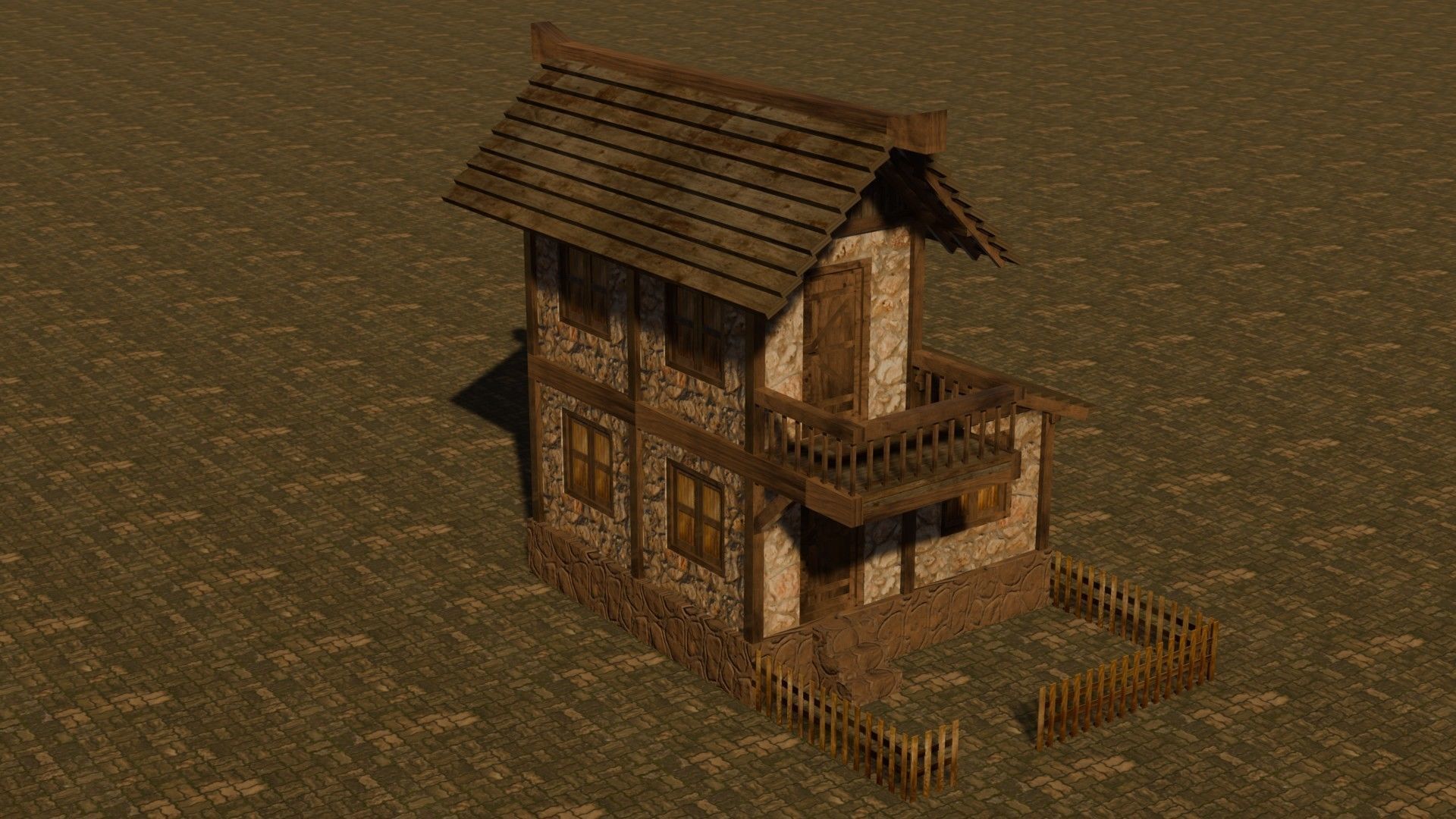 Medieval house nine 12 Low-poly 3D model_4
