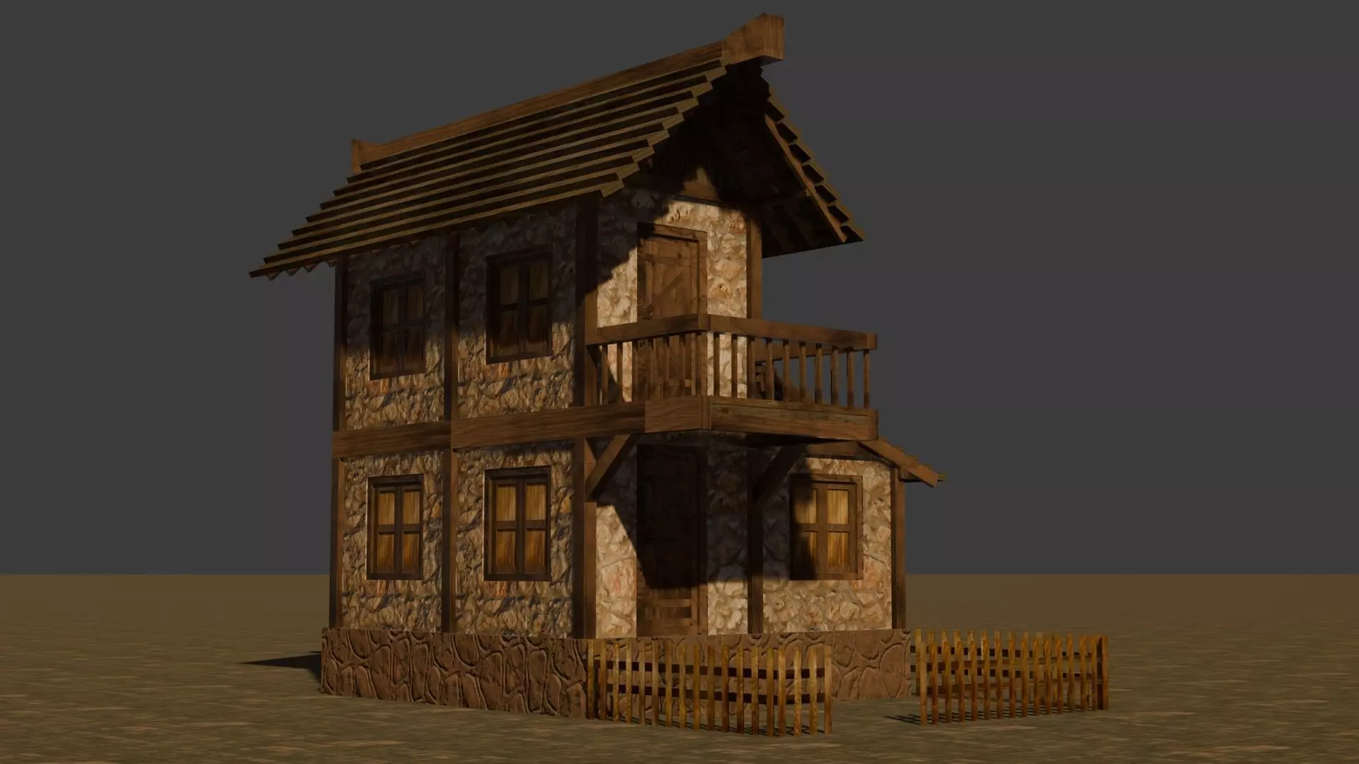 Medieval house nine 12 Low-poly 3D model_0