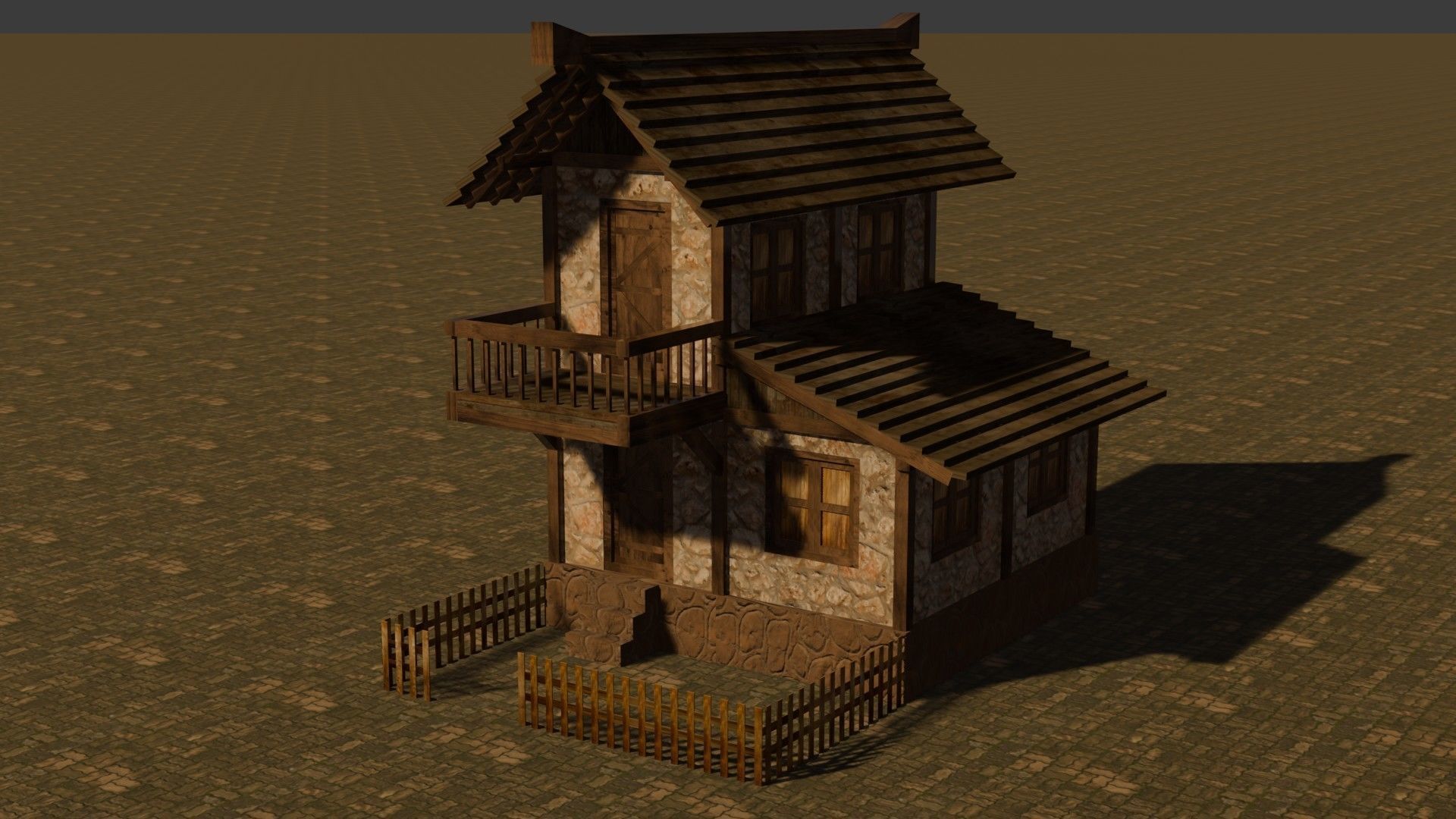 Medieval house nine 12 Low-poly 3D model_2
