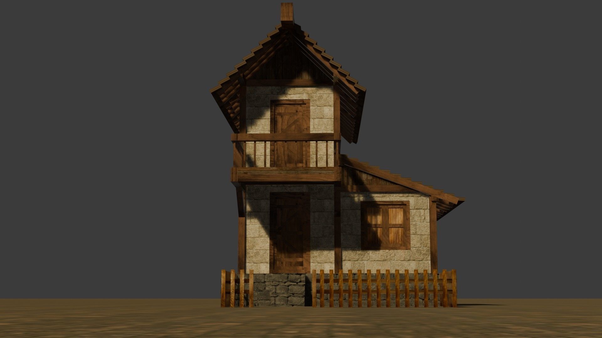 Medieval house nine 1 Low-poly 3D model_10