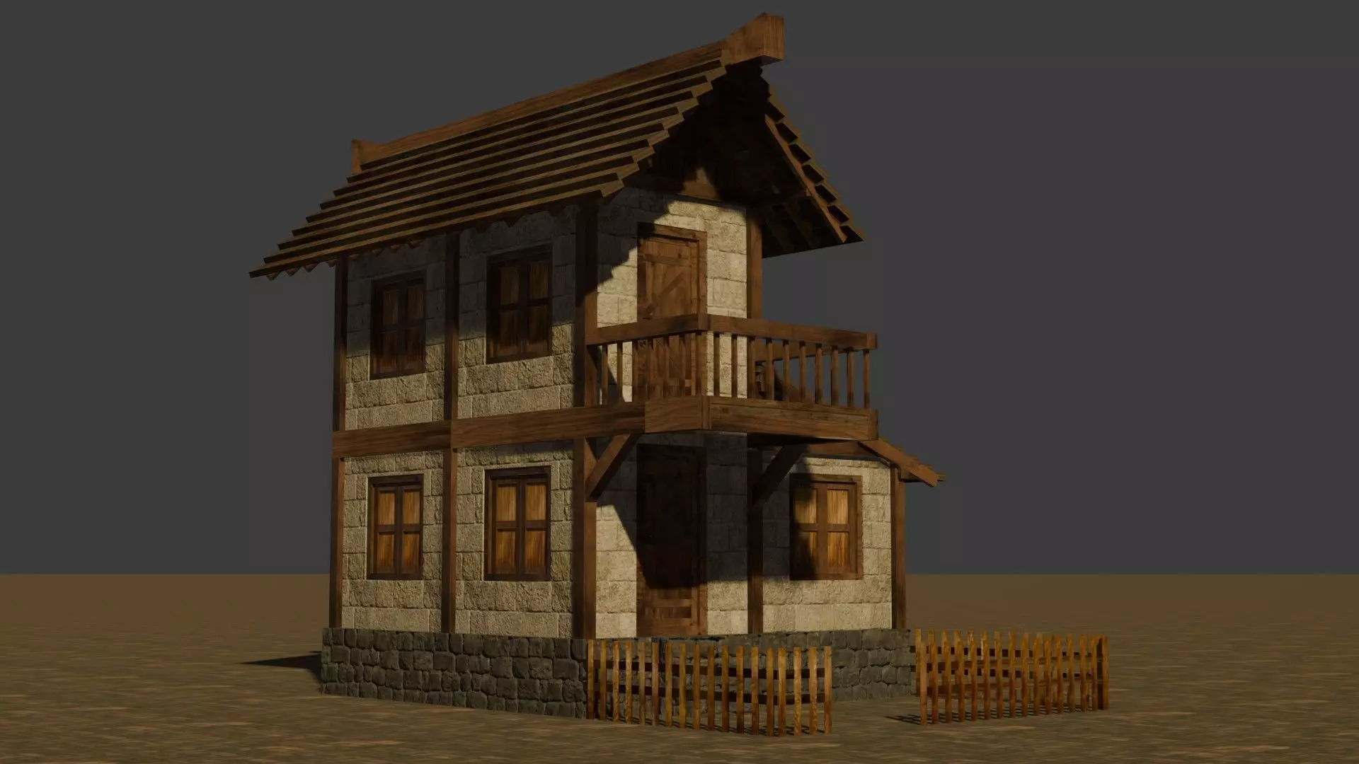 Medieval house nine 1 Low-poly 3D model_0