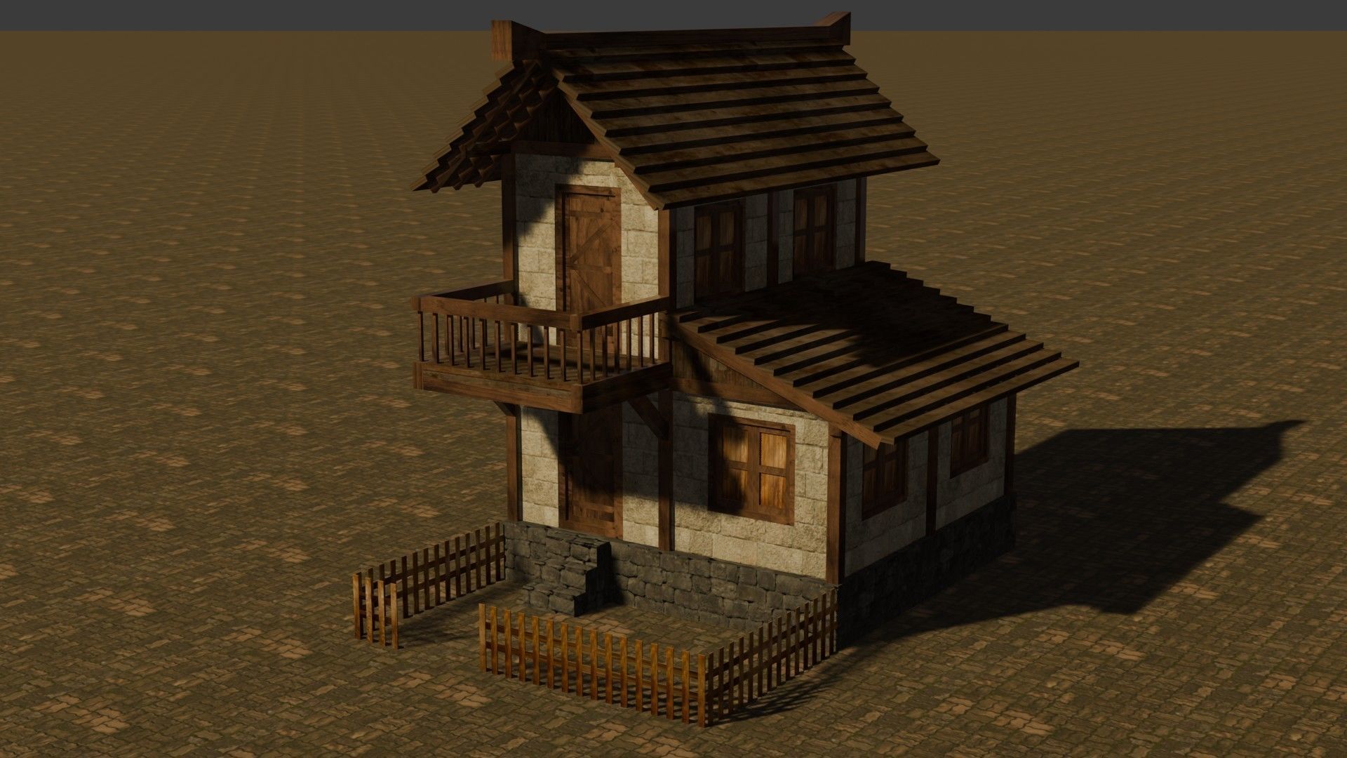 Medieval house nine 1 Low-poly 3D model_2