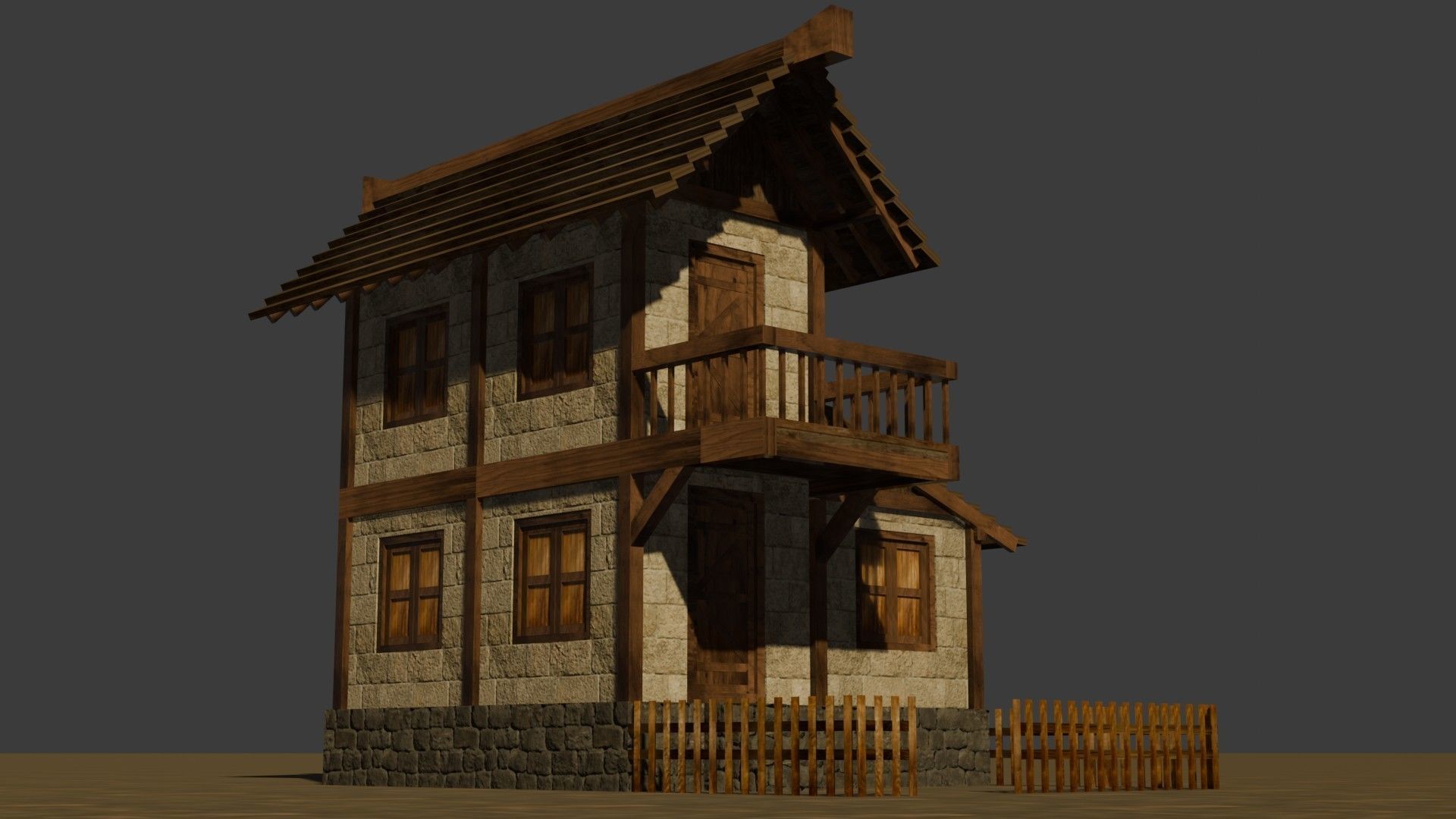 Medieval house nine 1 Low-poly 3D model_11