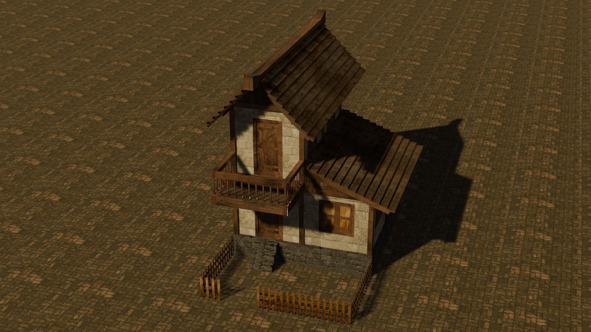 Medieval house nine 1 Low-poly 3D model_3