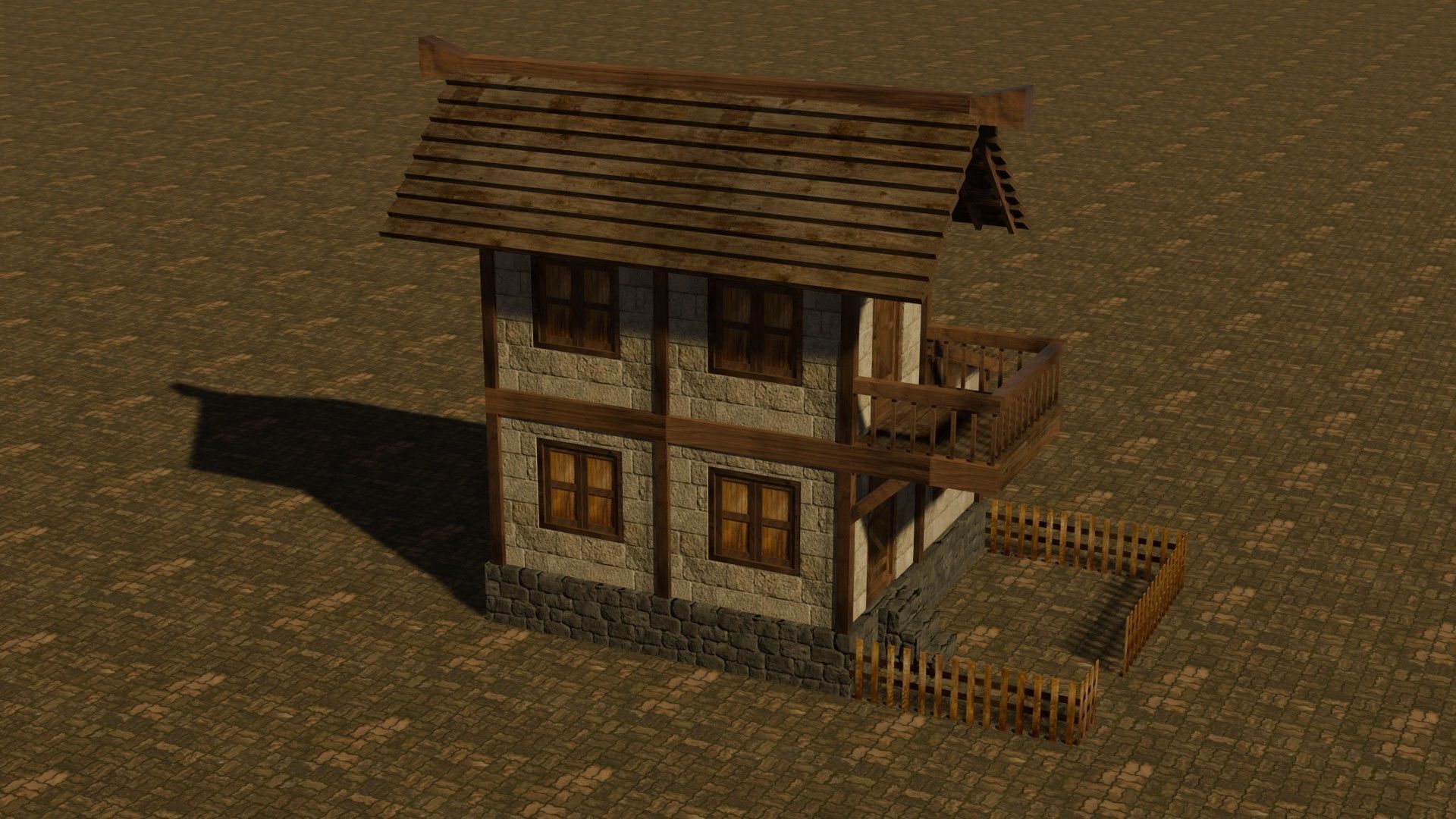 Medieval house nine 1 Low-poly 3D model_5