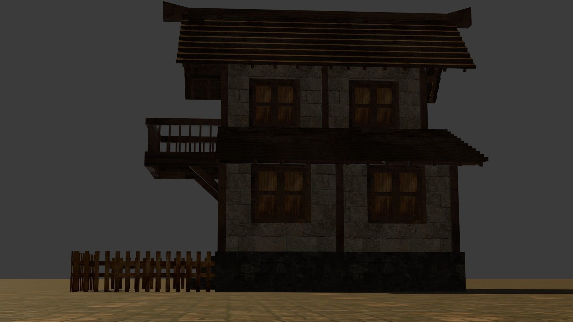 Medieval house nine 1 Low-poly 3D model_12