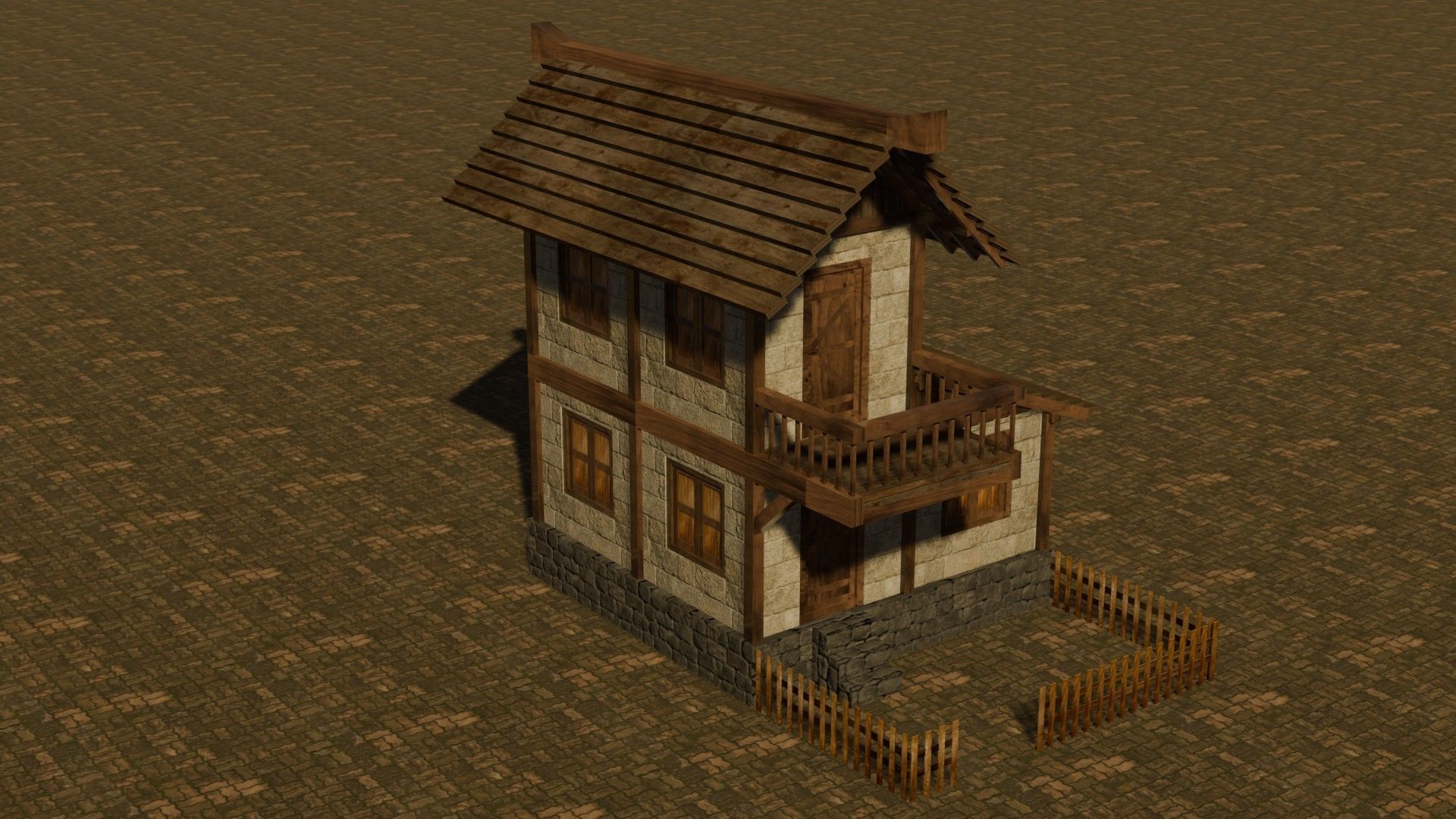 Medieval house nine 1 Low-poly 3D model_4
