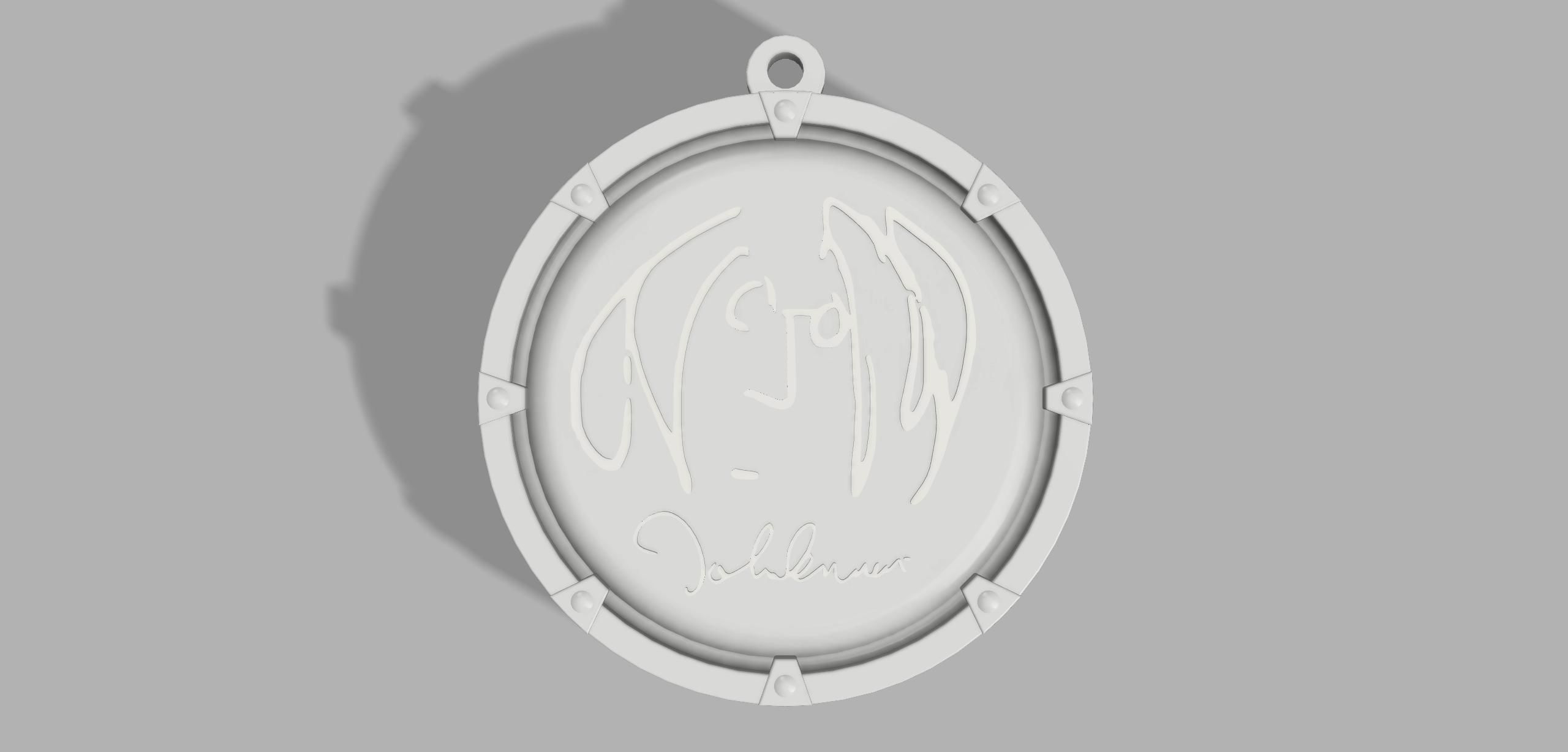 John Lennon Medallion Keychain 3D print model_4