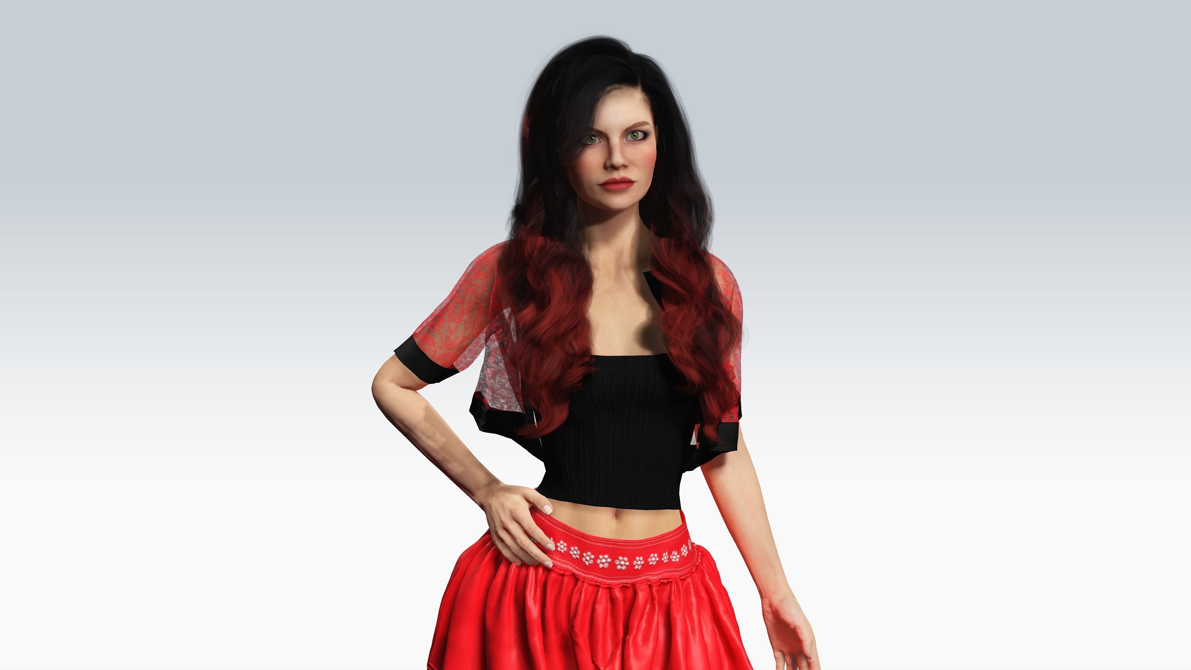 Sexy Character - Fully Rigged 3D model Low-poly 3D model_1