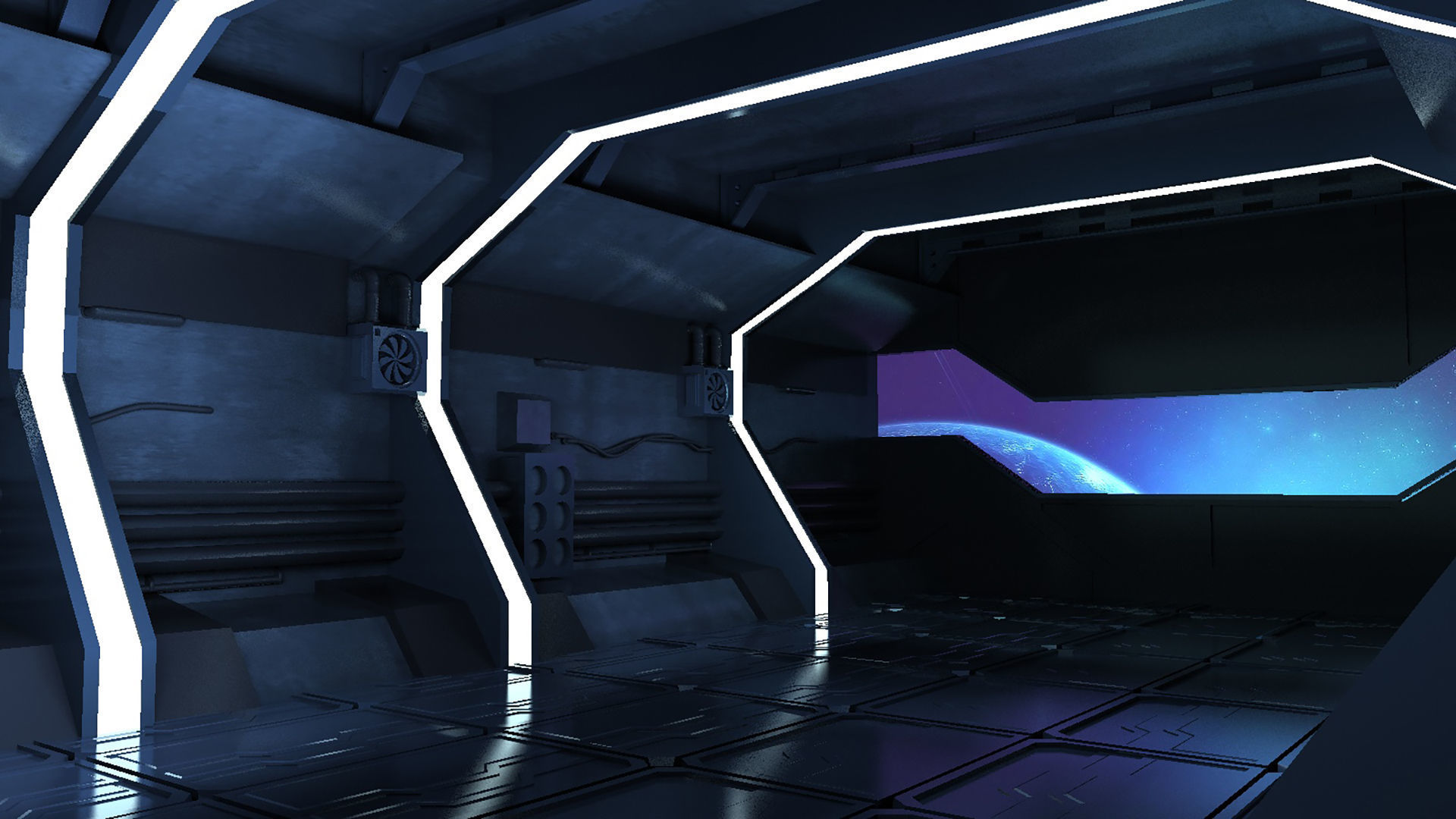 spaceship space station futuristic sci-fi fantasy 3D model_4