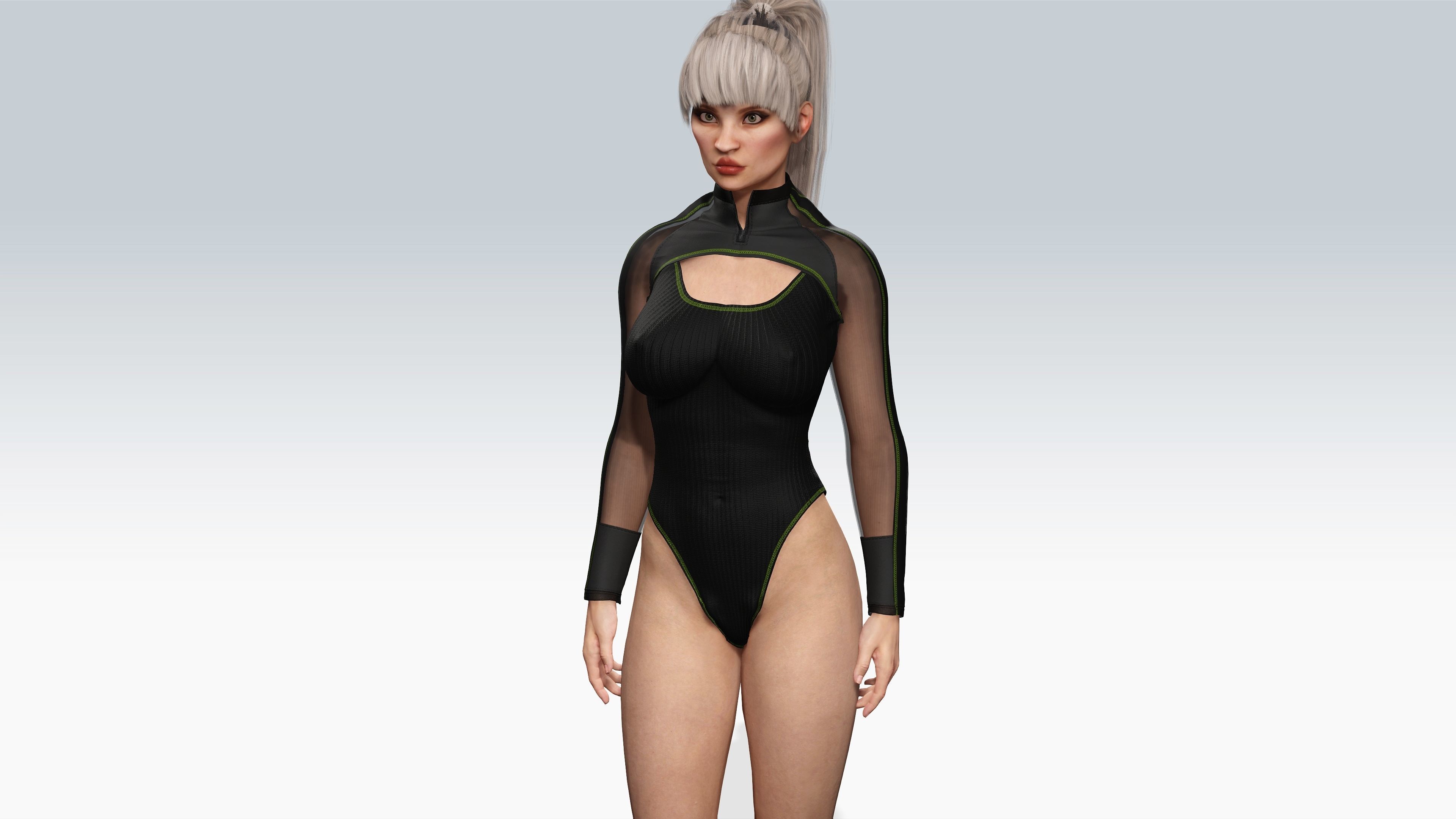 Sexy Character Fitness Girl- Fully Rigged 3D model Low-poly 3D model_2