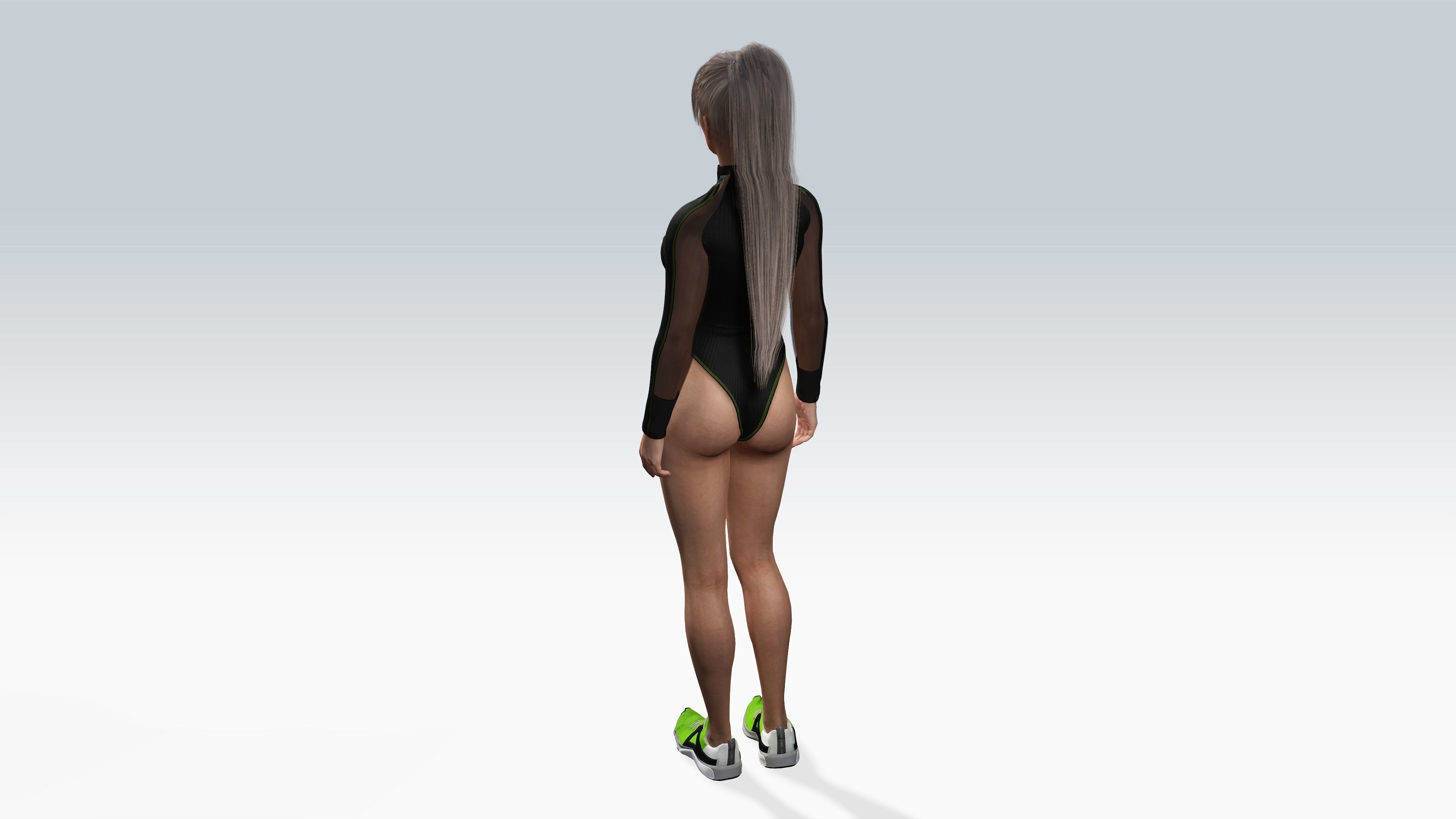 Sexy Character Fitness Girl- Fully Rigged 3D model Low-poly 3D model_4