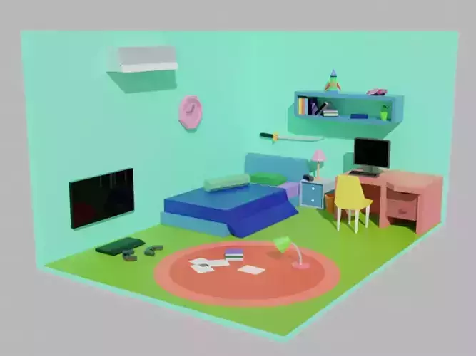 The Low poly bedroom 
