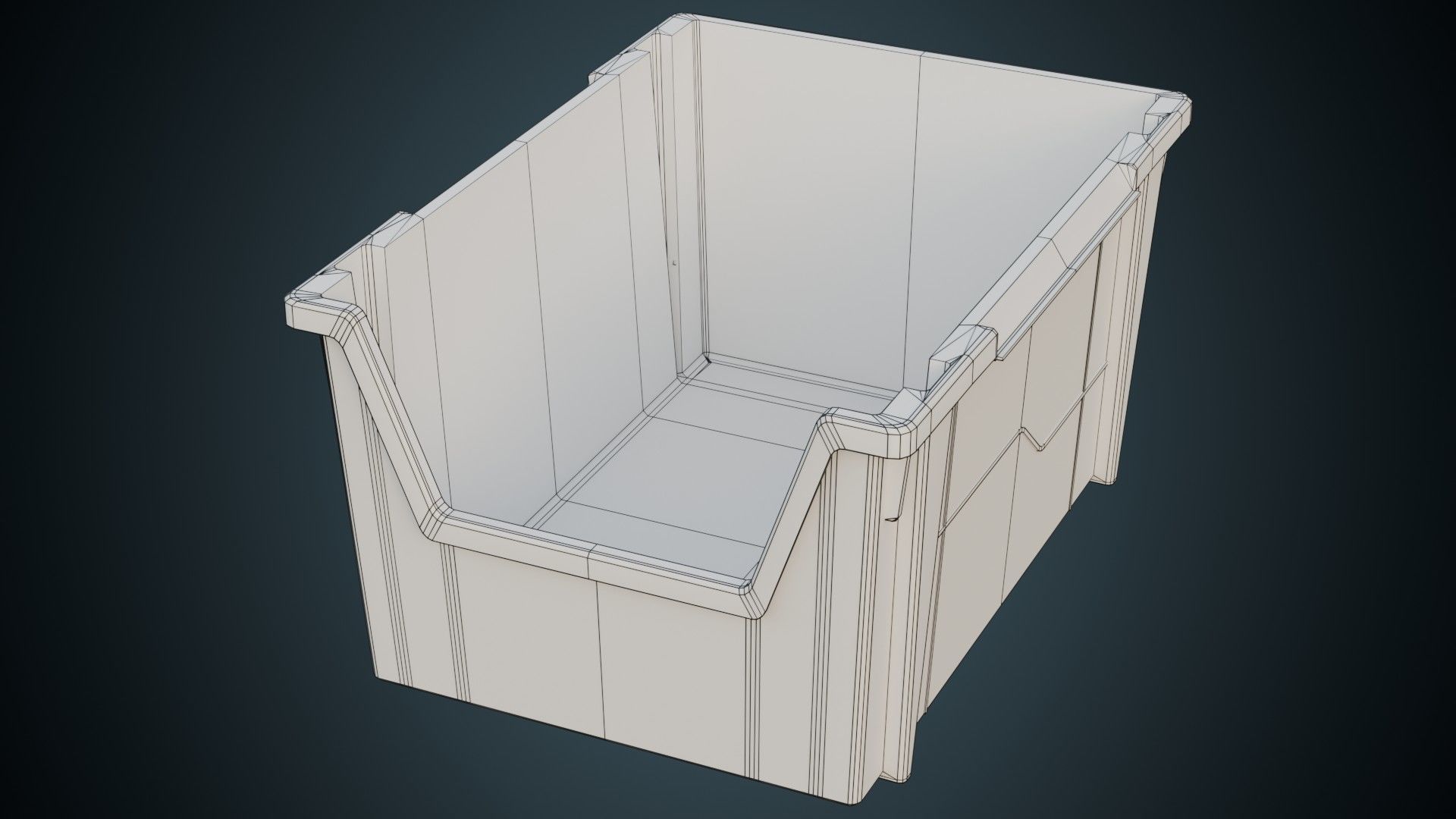 Storage Bin 1B Low-poly 3D model_8