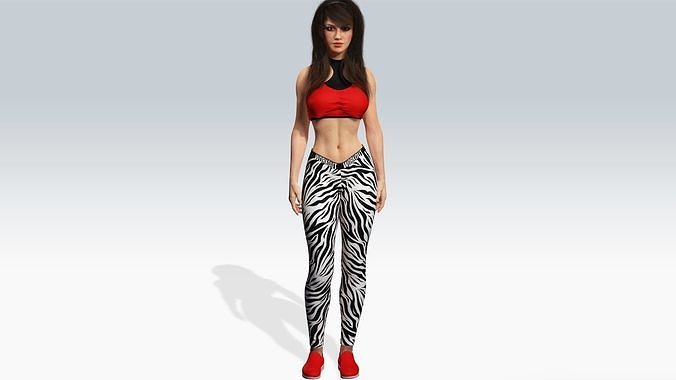 Sexy Character Fitness Girl- Fully Rigged 3D model Low-poly 3D model
