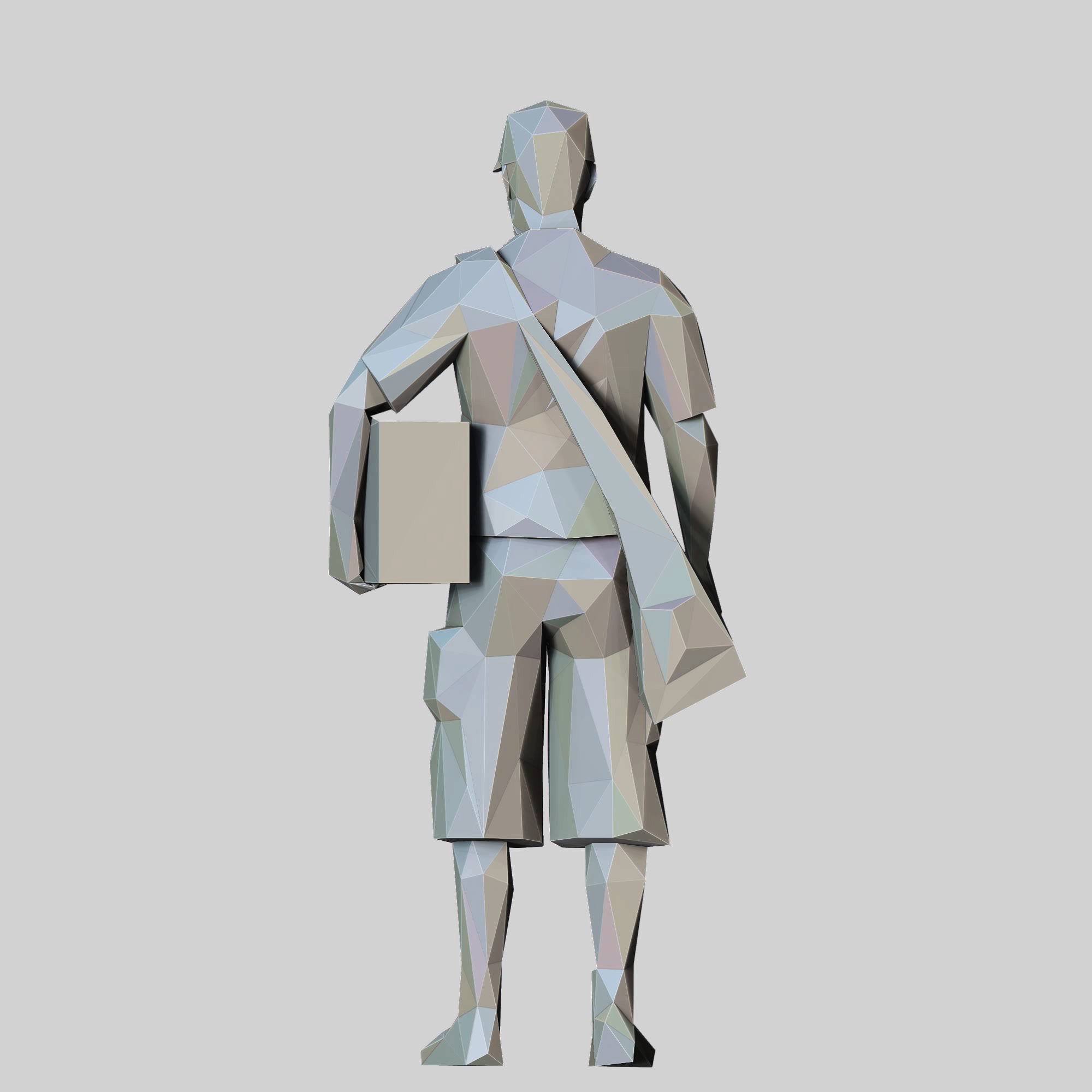N1 Low Poly Postman with Box 3D print model Low-poly 3D model_15