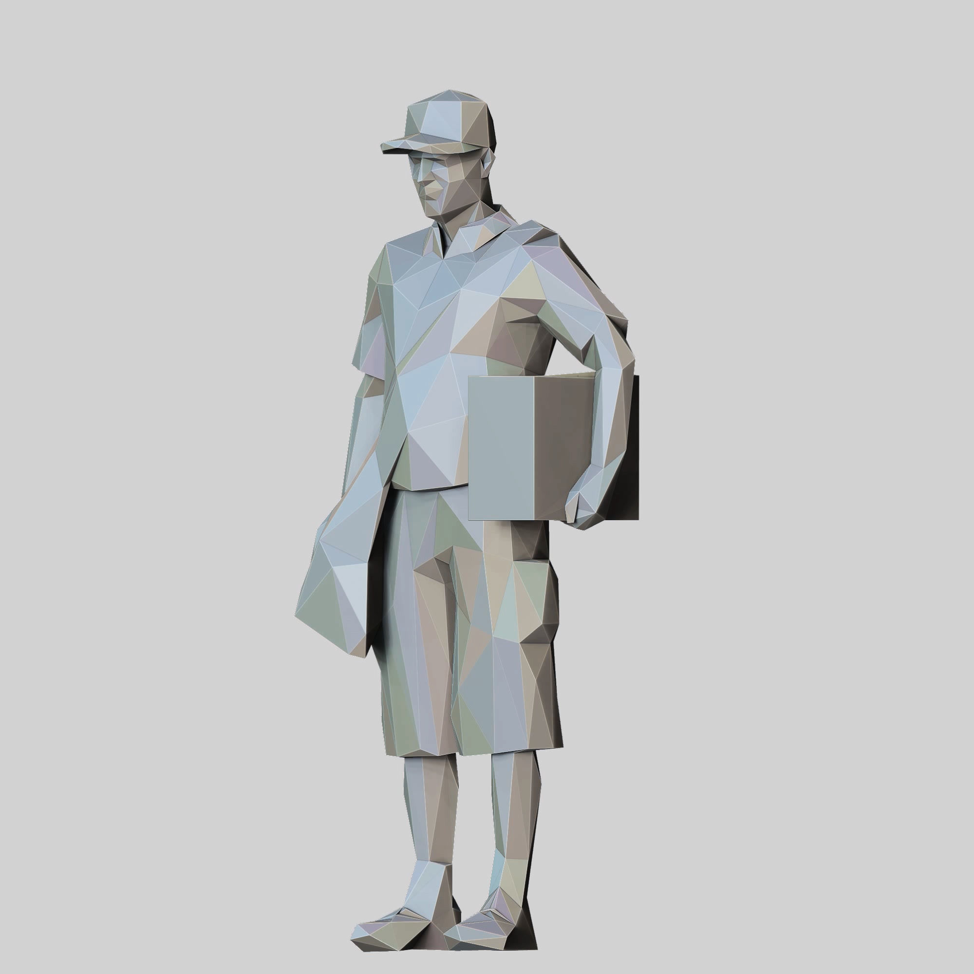 N1 Low Poly Postman with Box 3D print model Low-poly 3D model_25
