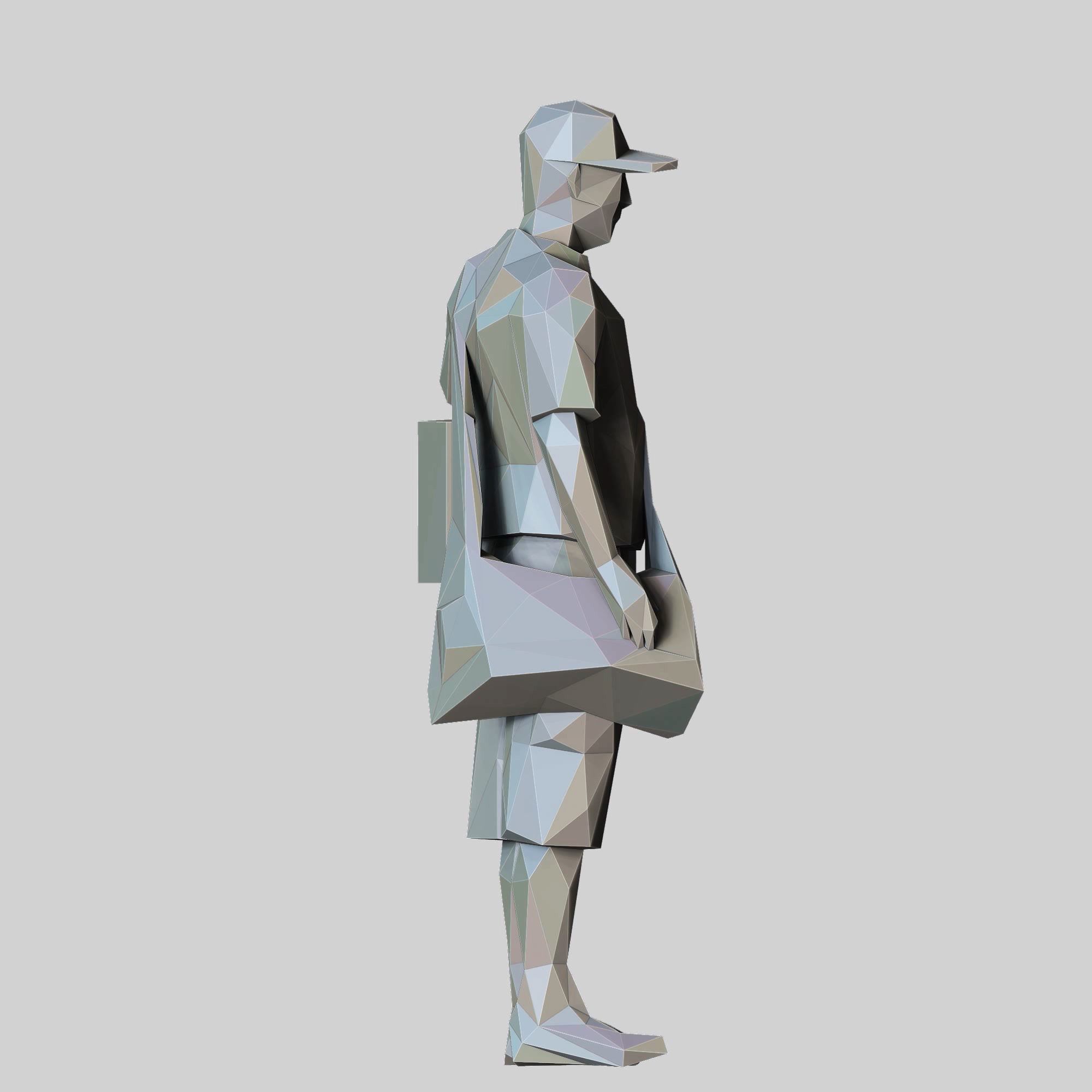 N1 Low Poly Postman with Box 3D print model Low-poly 3D model_9