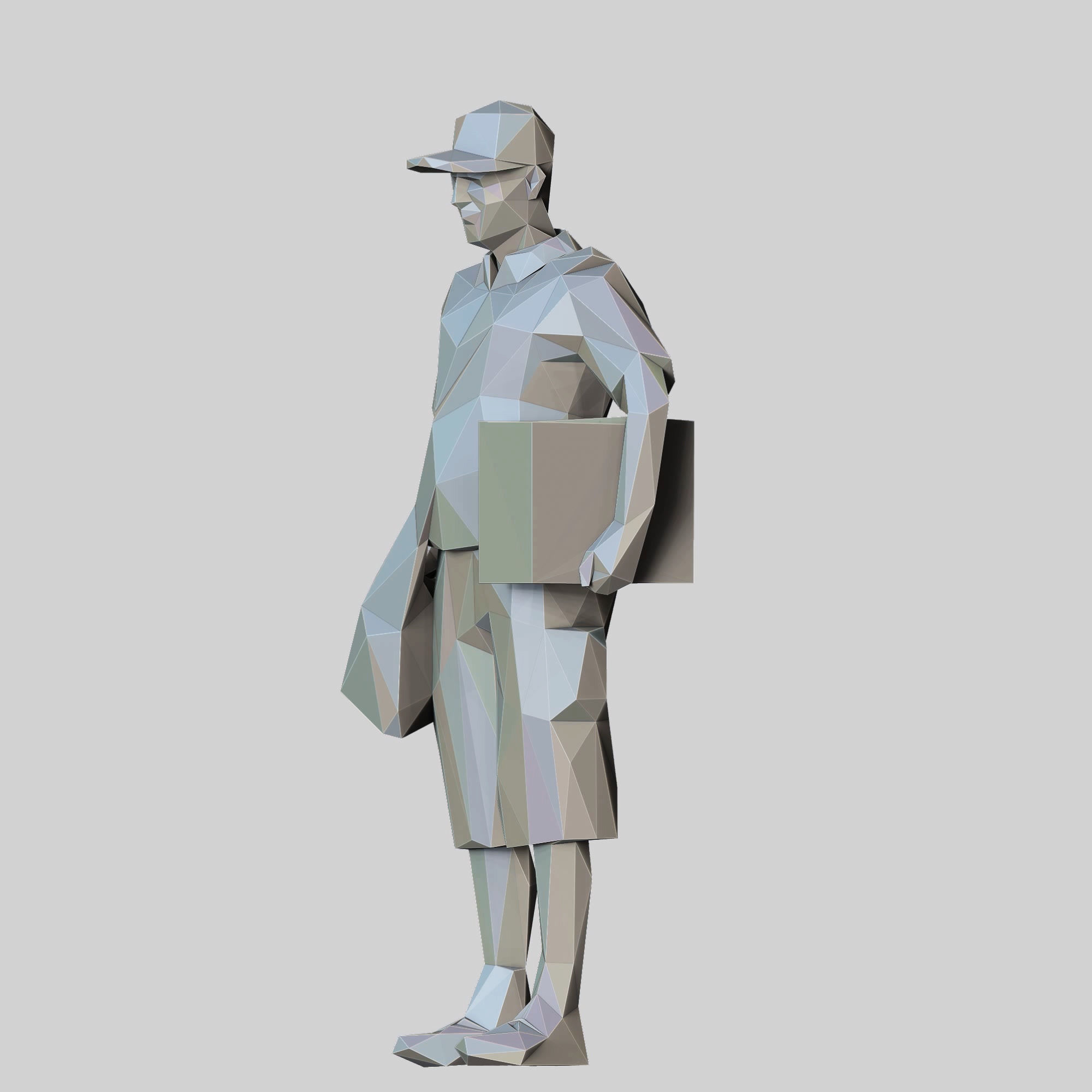 N1 Low Poly Postman with Box 3D print model Low-poly 3D model_24