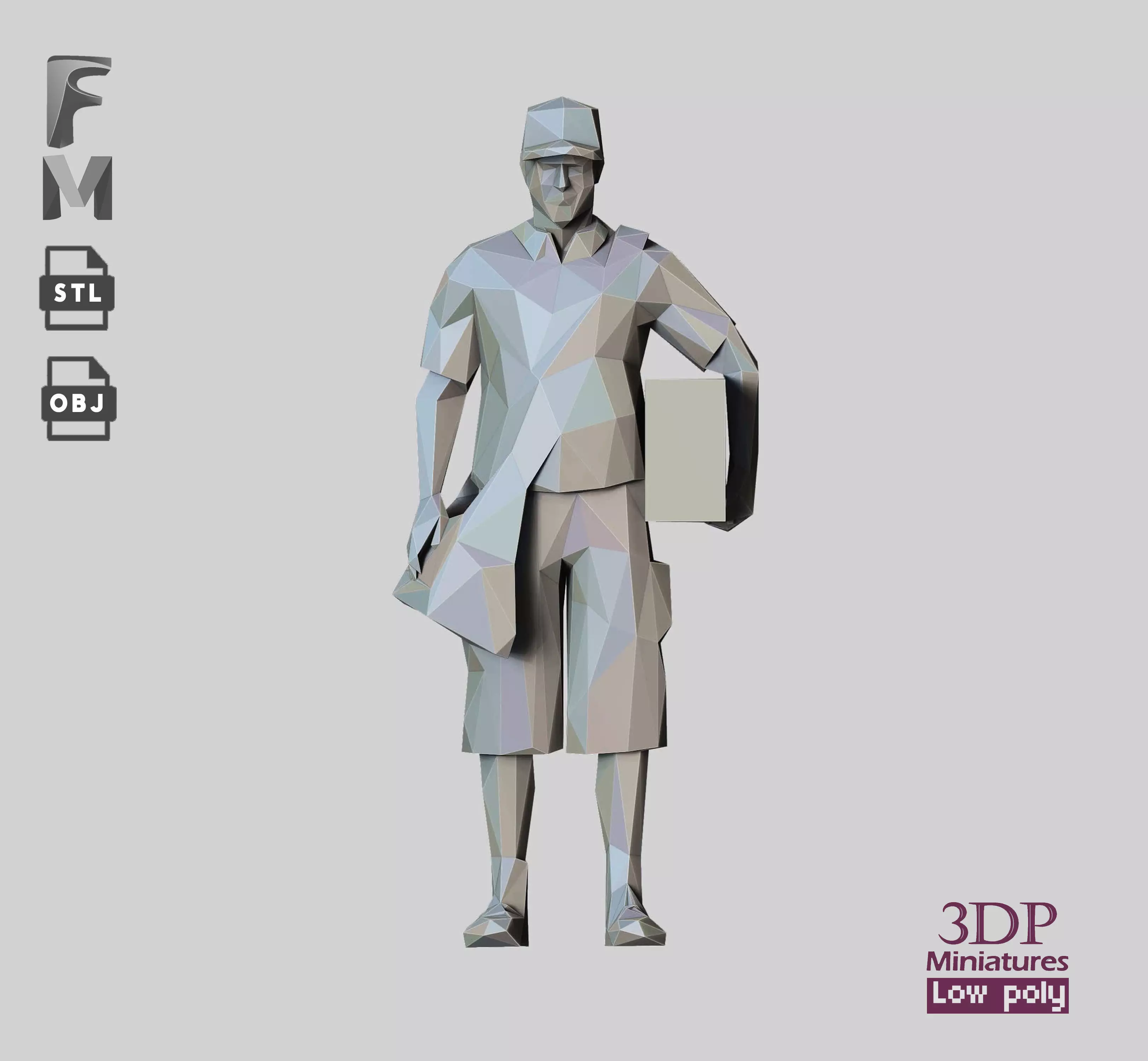 N1 Low Poly Postman with Box 3D print model Low-poly 3D model_0