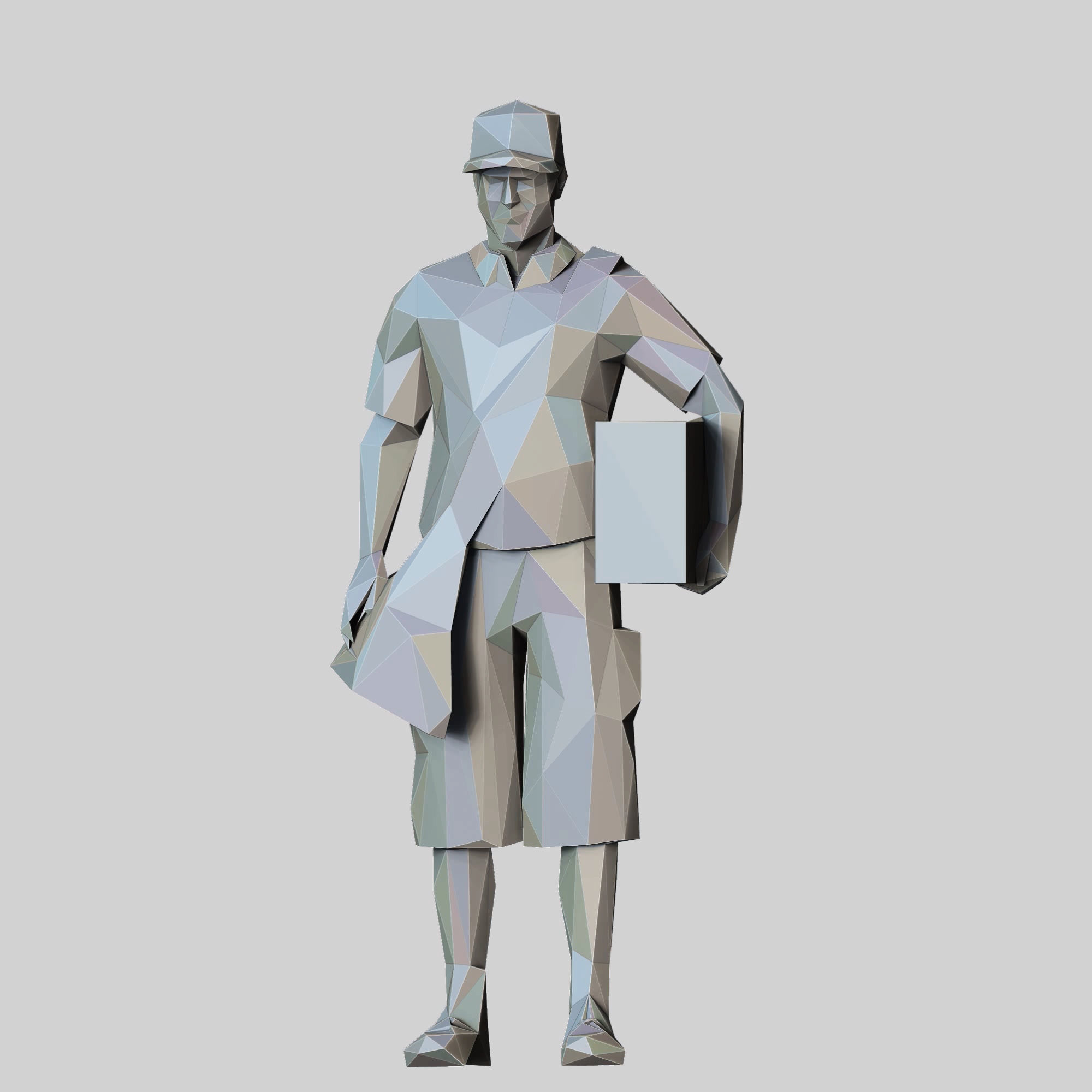 N1 Low Poly Postman with Box 3D print model Low-poly 3D model_27