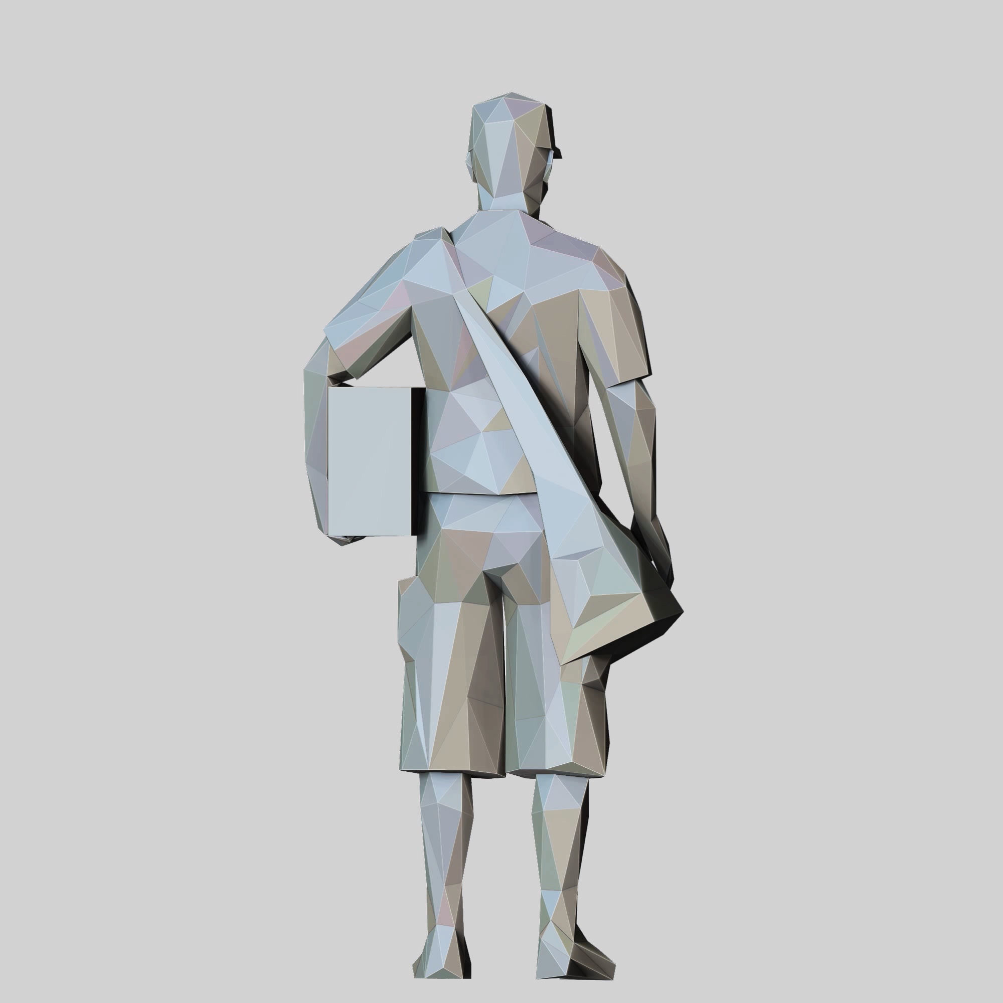 N1 Low Poly Postman with Box 3D print model Low-poly 3D model_14