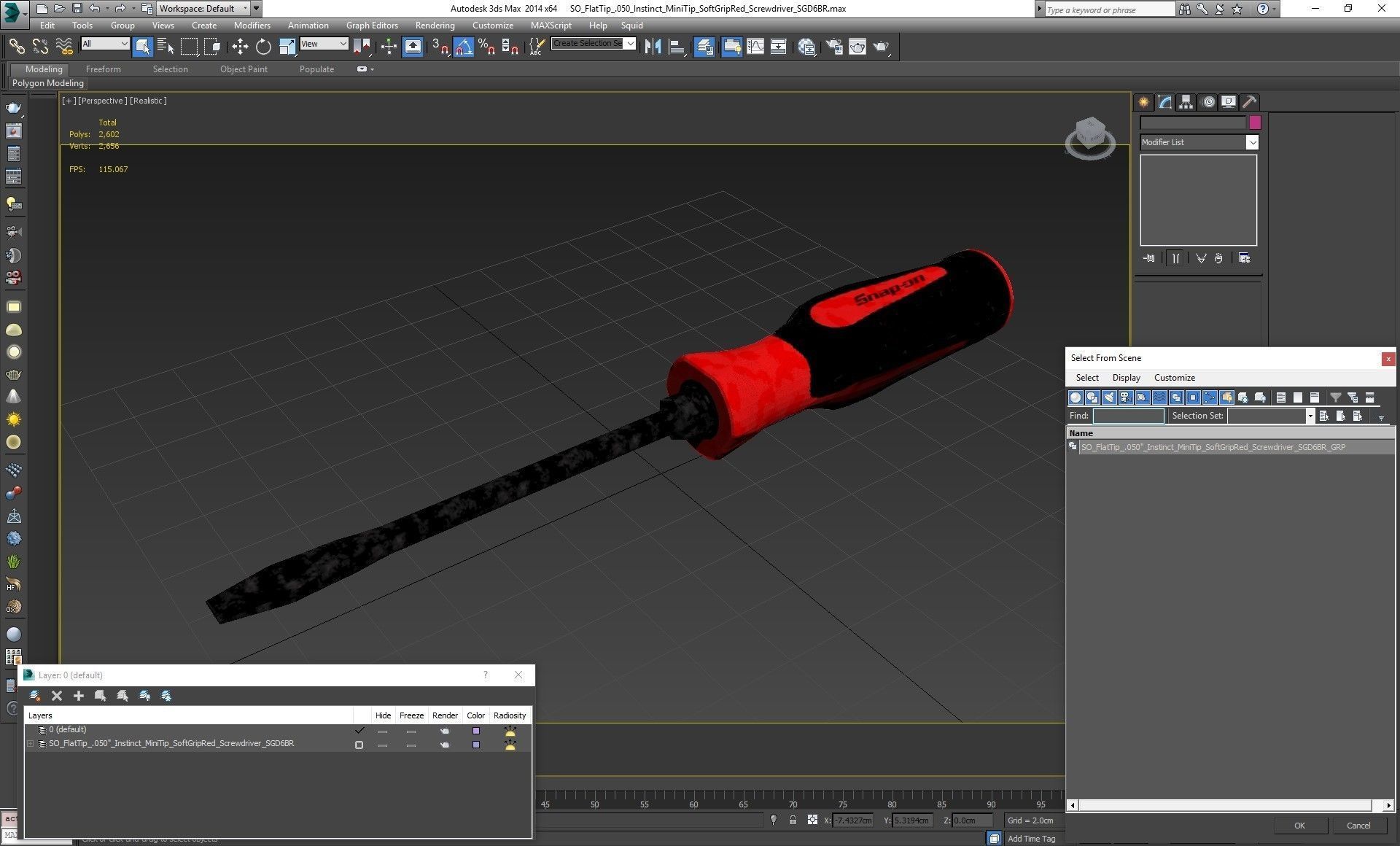 Flat Tip 050 Instinct Soft Grip Red Screwdriver SGD2BR Low-poly 3D model_21