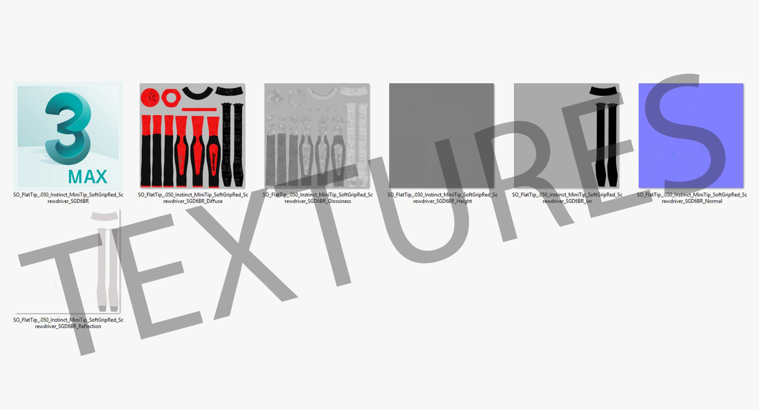 Flat Tip 050 Instinct Soft Grip Red Screwdriver SGD2BR Low-poly 3D model_27