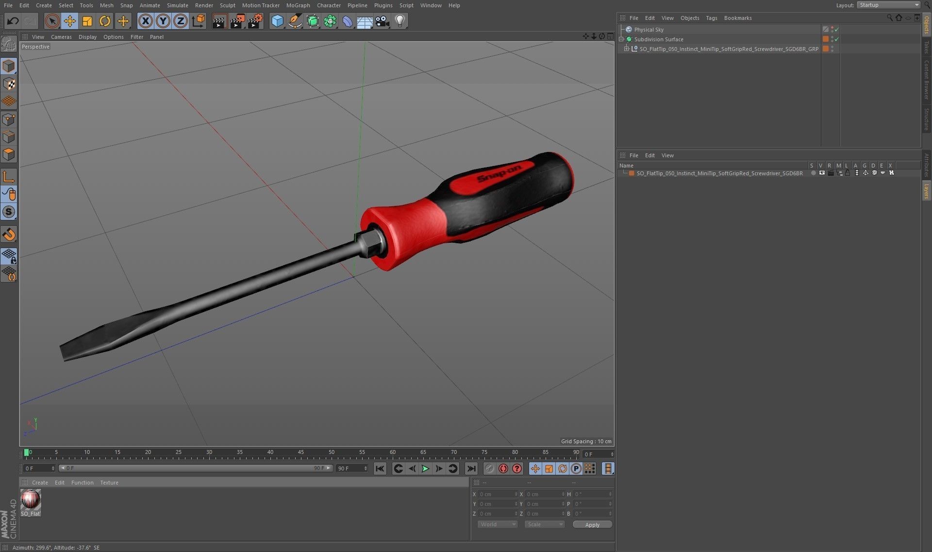 Flat Tip 050 Instinct Soft Grip Red Screwdriver SGD2BR Low-poly 3D model_26