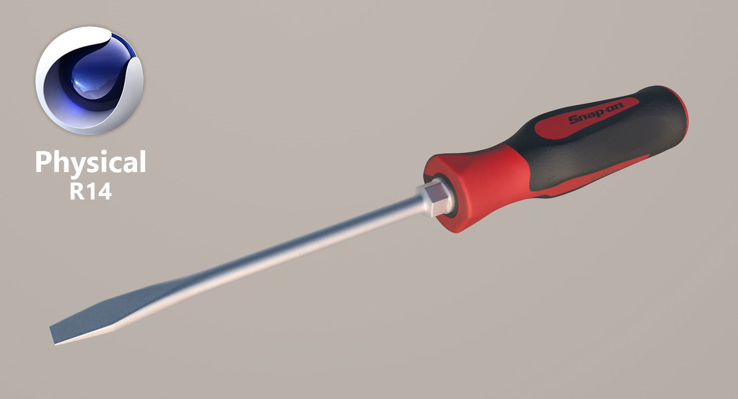 Flat Tip 050 Instinct Soft Grip Red Screwdriver SGD2BR Low-poly 3D model_24