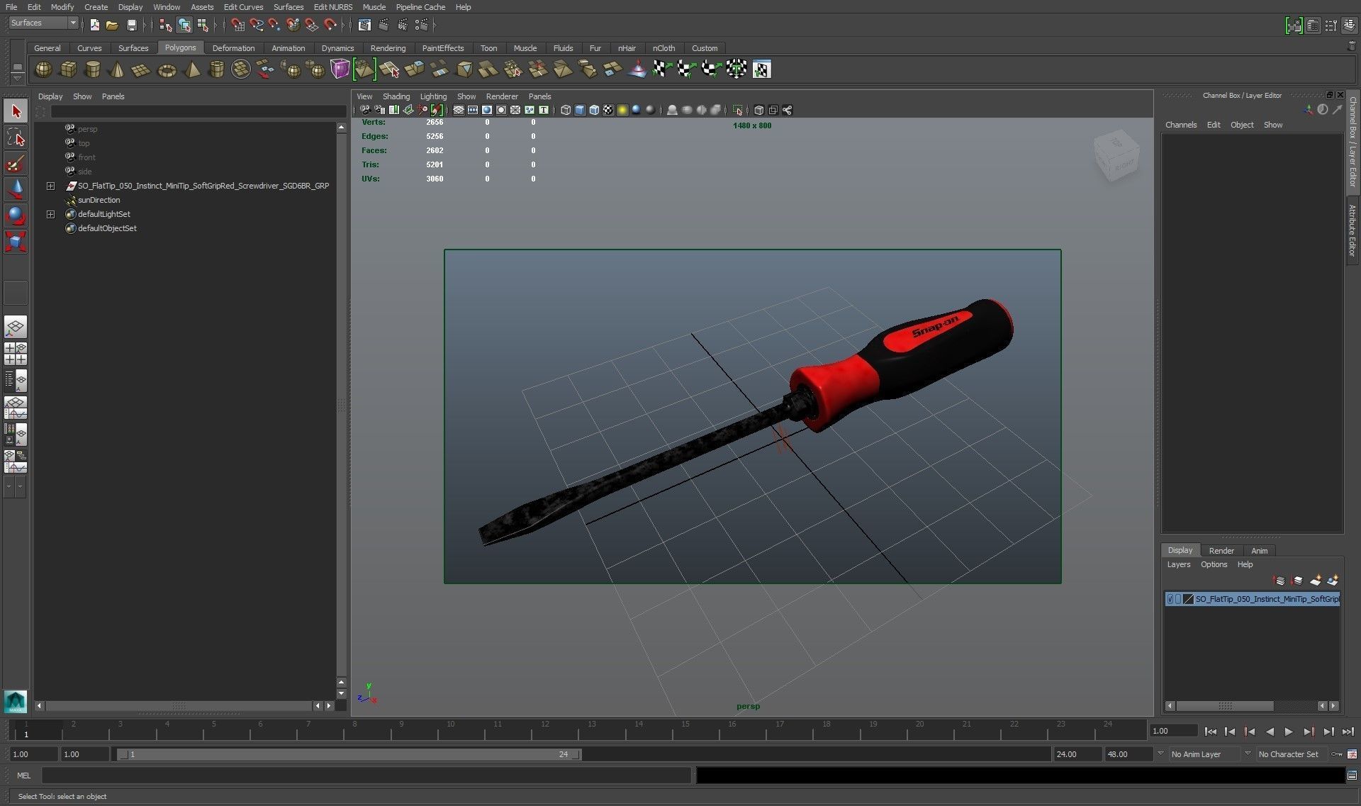 Flat Tip 050 Instinct Soft Grip Red Screwdriver SGD2BR Low-poly 3D model_23