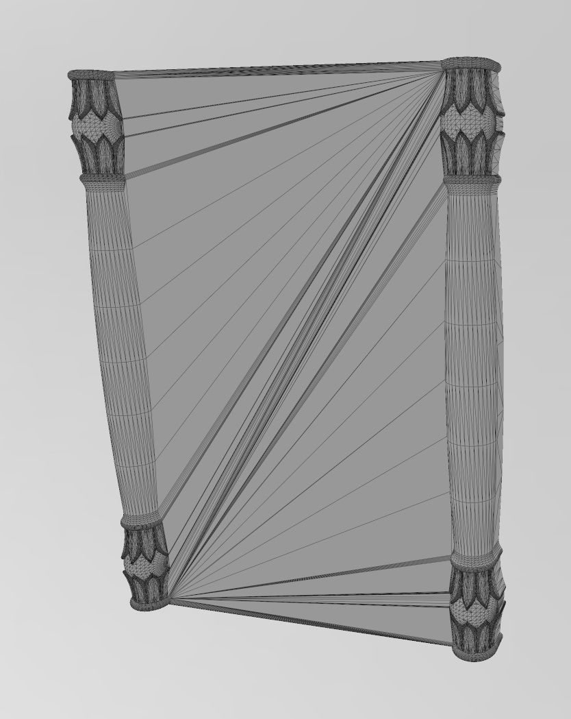 Simple lotus scroll pillars rectangular panel onlay relief 3D print model_12