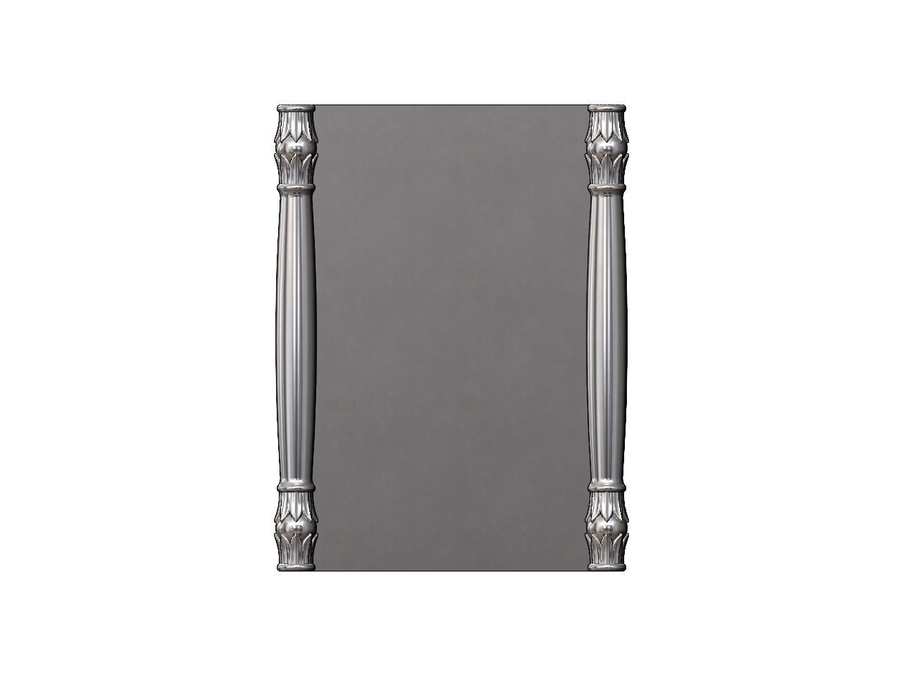 Simple lotus scroll pillars rectangular panel onlay relief 3D print model_1