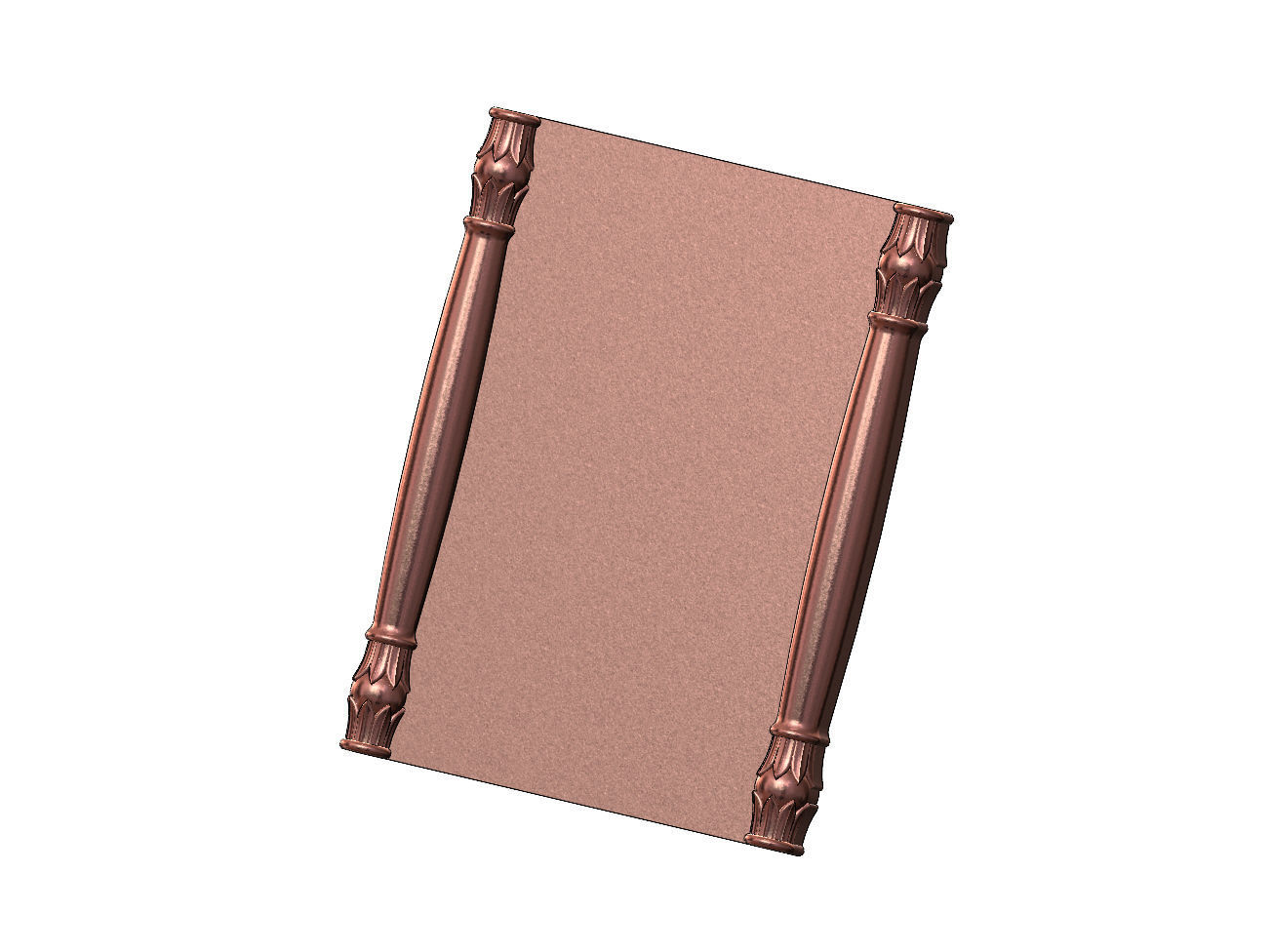 Simple lotus scroll pillars rectangular panel onlay relief 3D print model_11