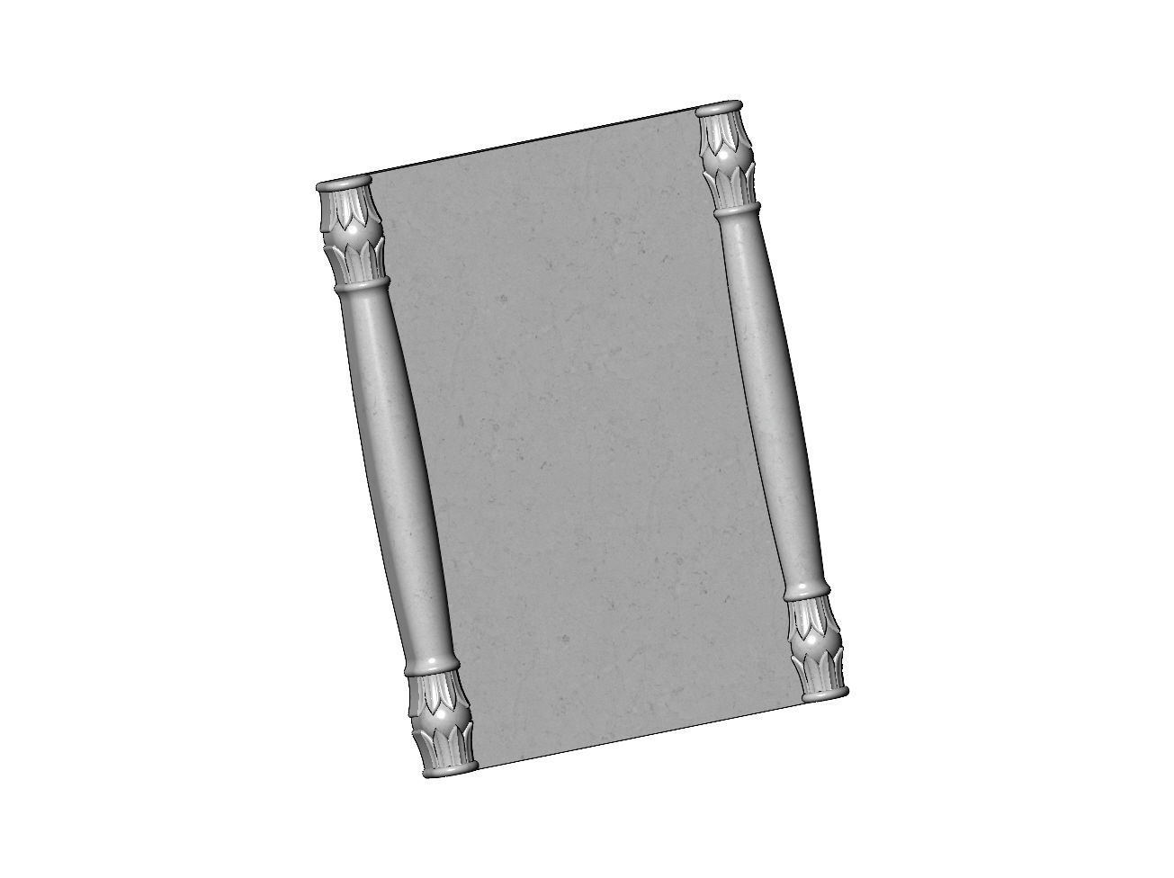 Simple lotus scroll pillars rectangular panel onlay relief 3D print model_10