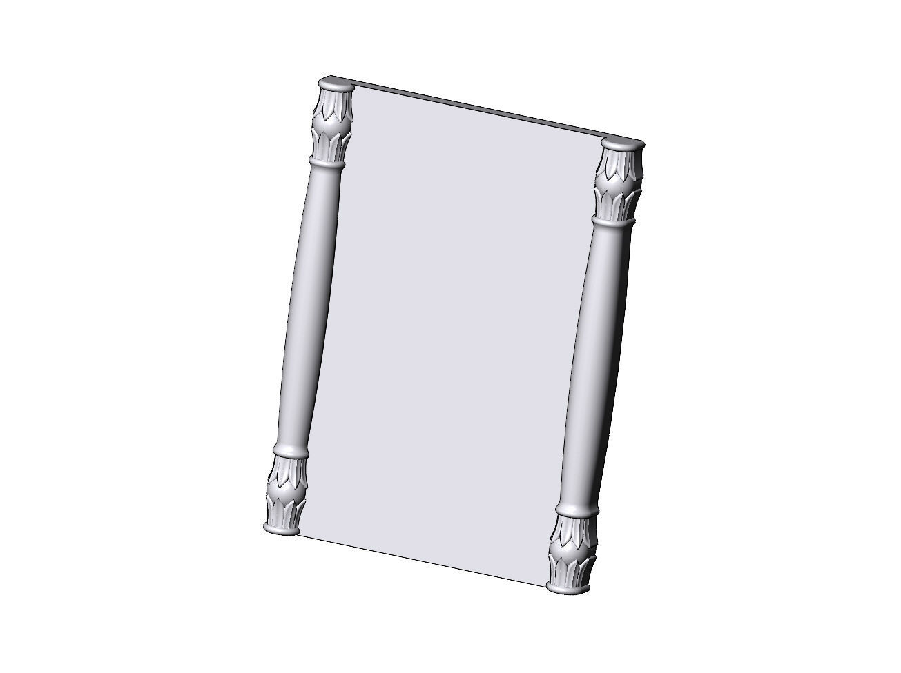 Simple lotus scroll pillars rectangular panel onlay relief 3D print model_5