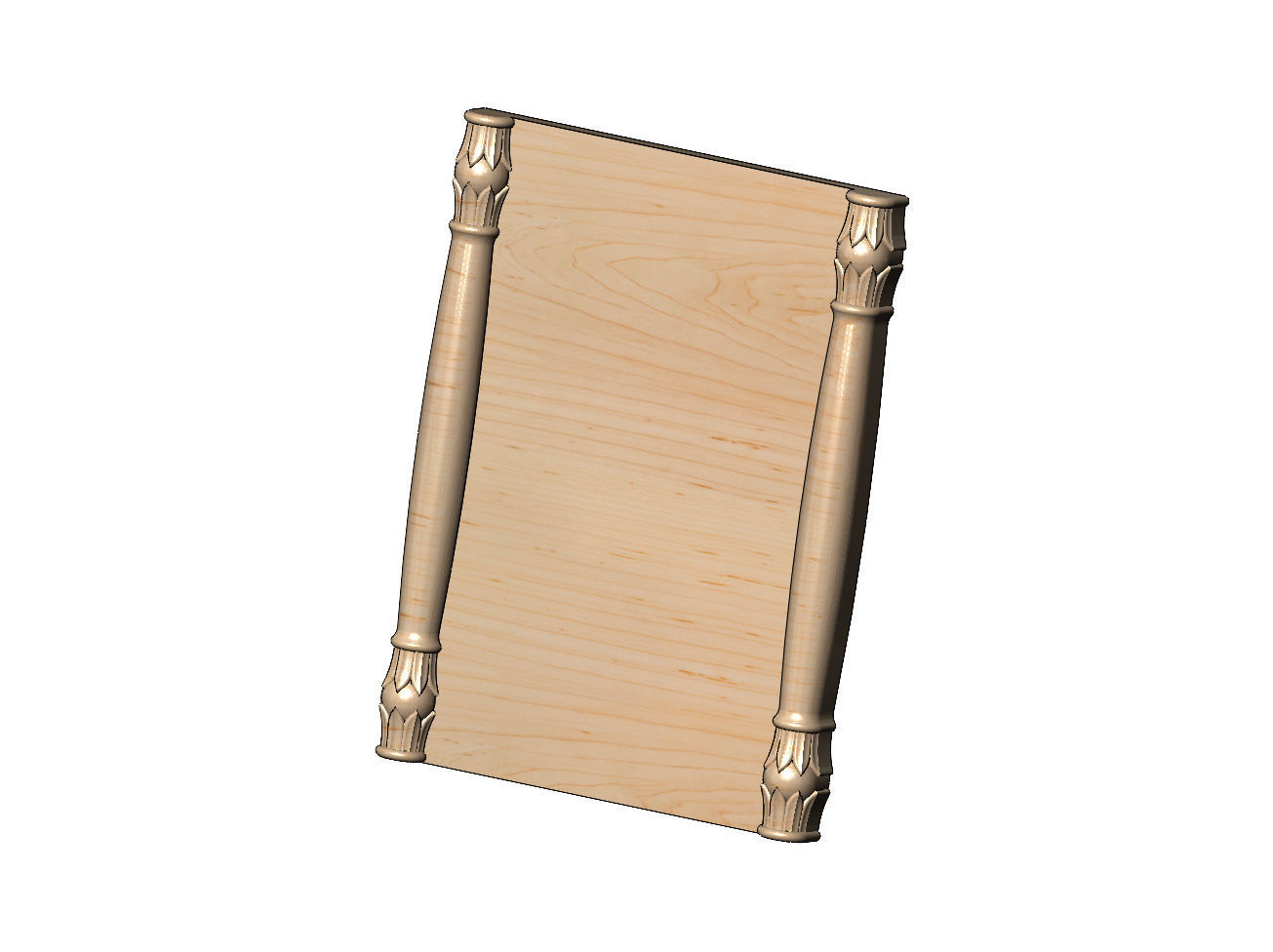 Simple lotus scroll pillars rectangular panel onlay relief 3D print model_8