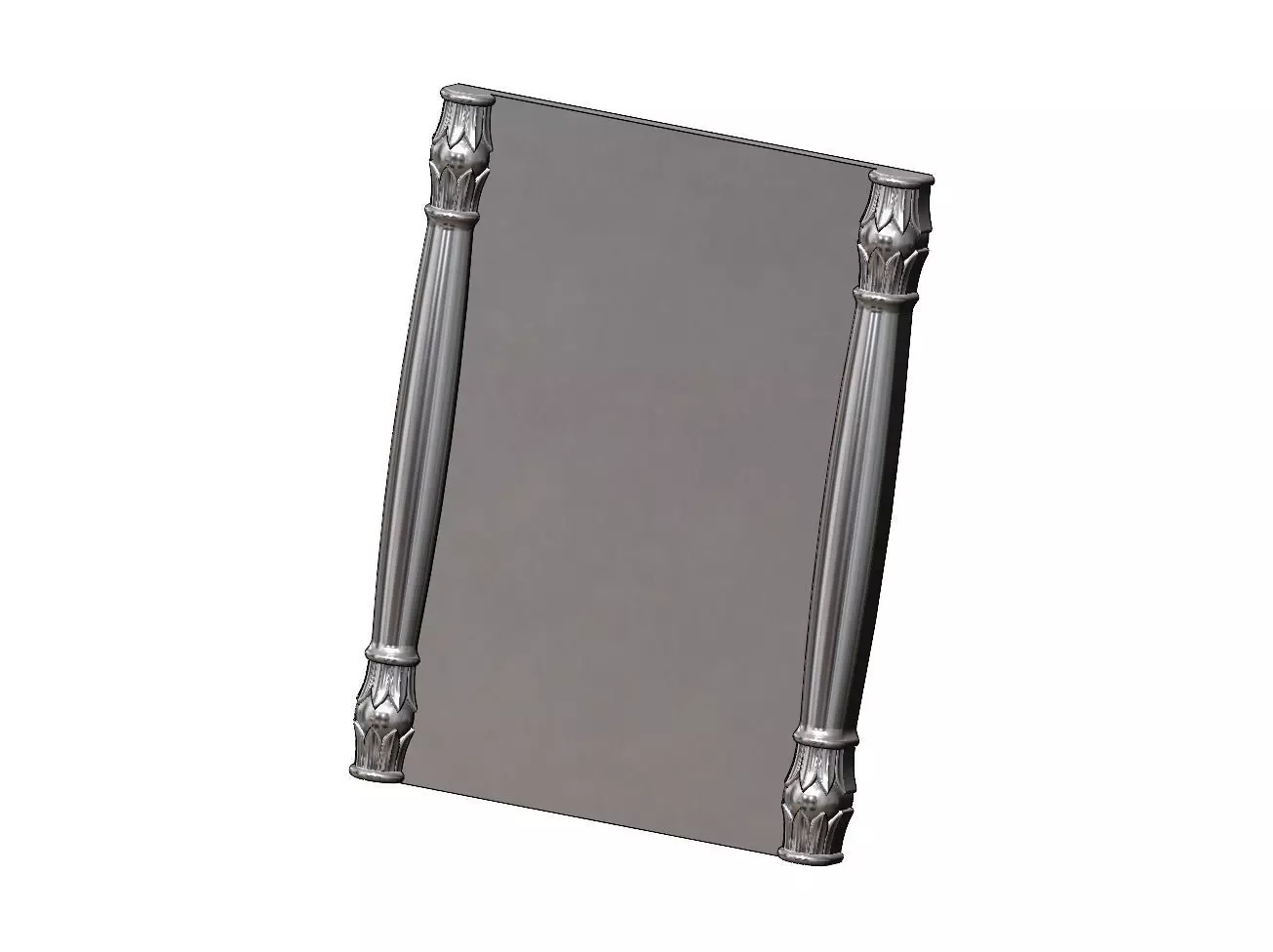 Simple lotus scroll pillars rectangular panel onlay relief 3D print model_0
