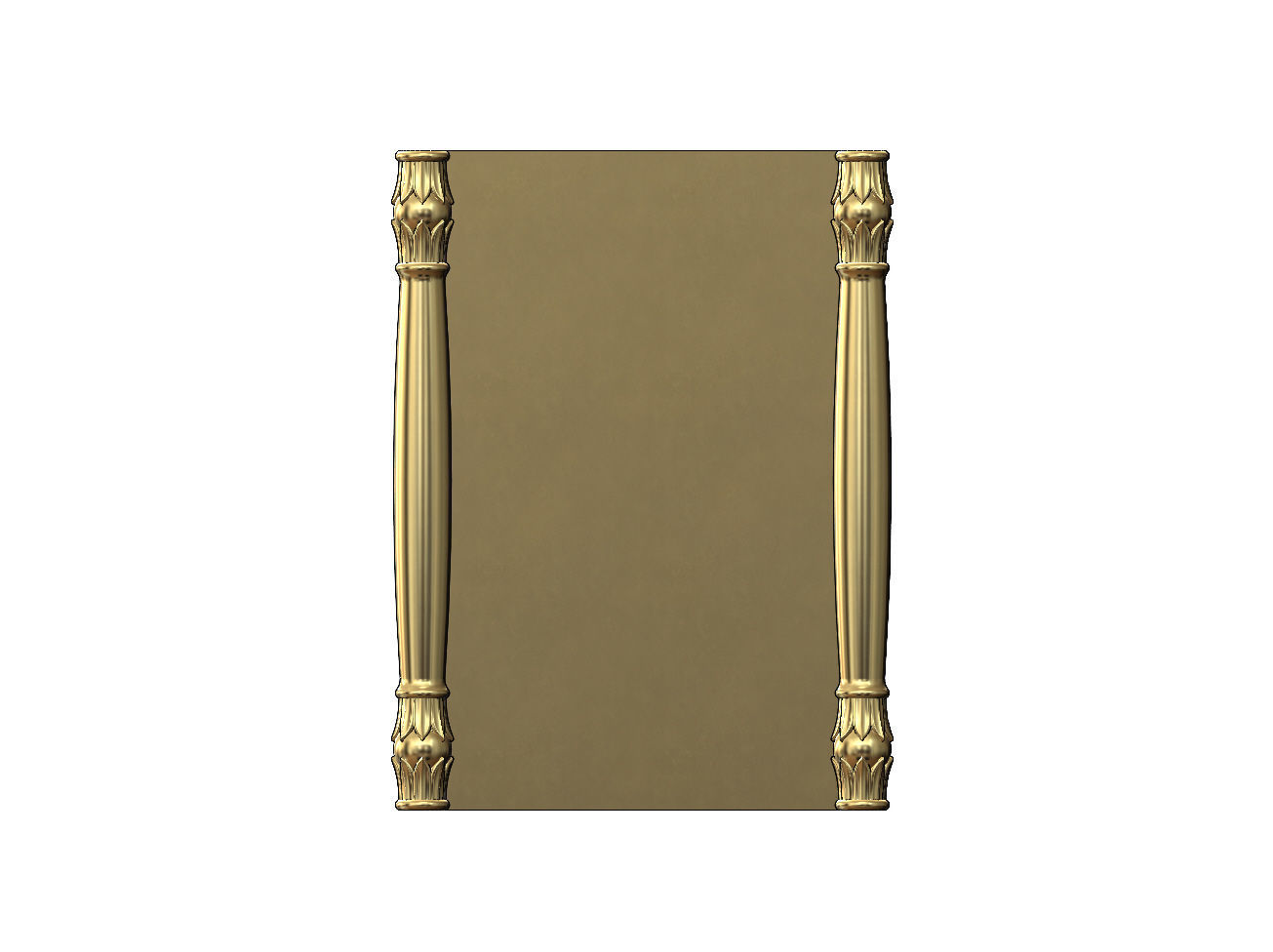 Simple lotus scroll pillars rectangular panel onlay relief 3D print model_9